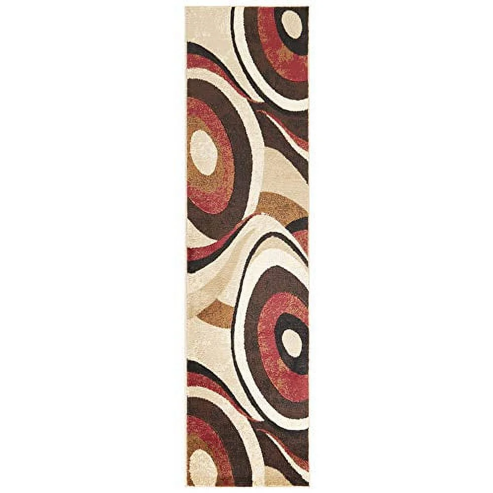 Home Dynamix Tribeca Slade Contemporary Abstract Runner Area Rug, Brown/Red, 26