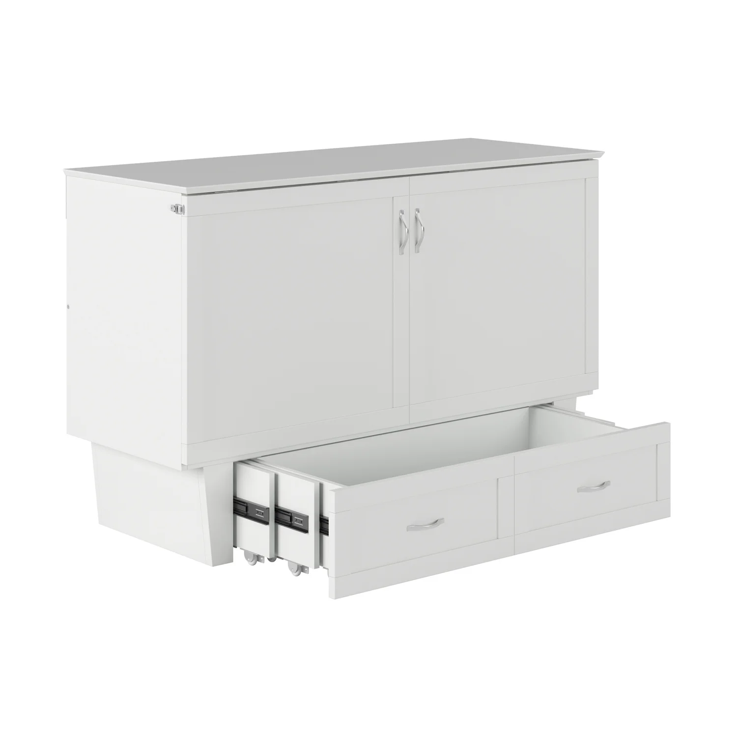 AFI Chelsea Queen Solid Wood Murphy Bed Chest with Mattress in White