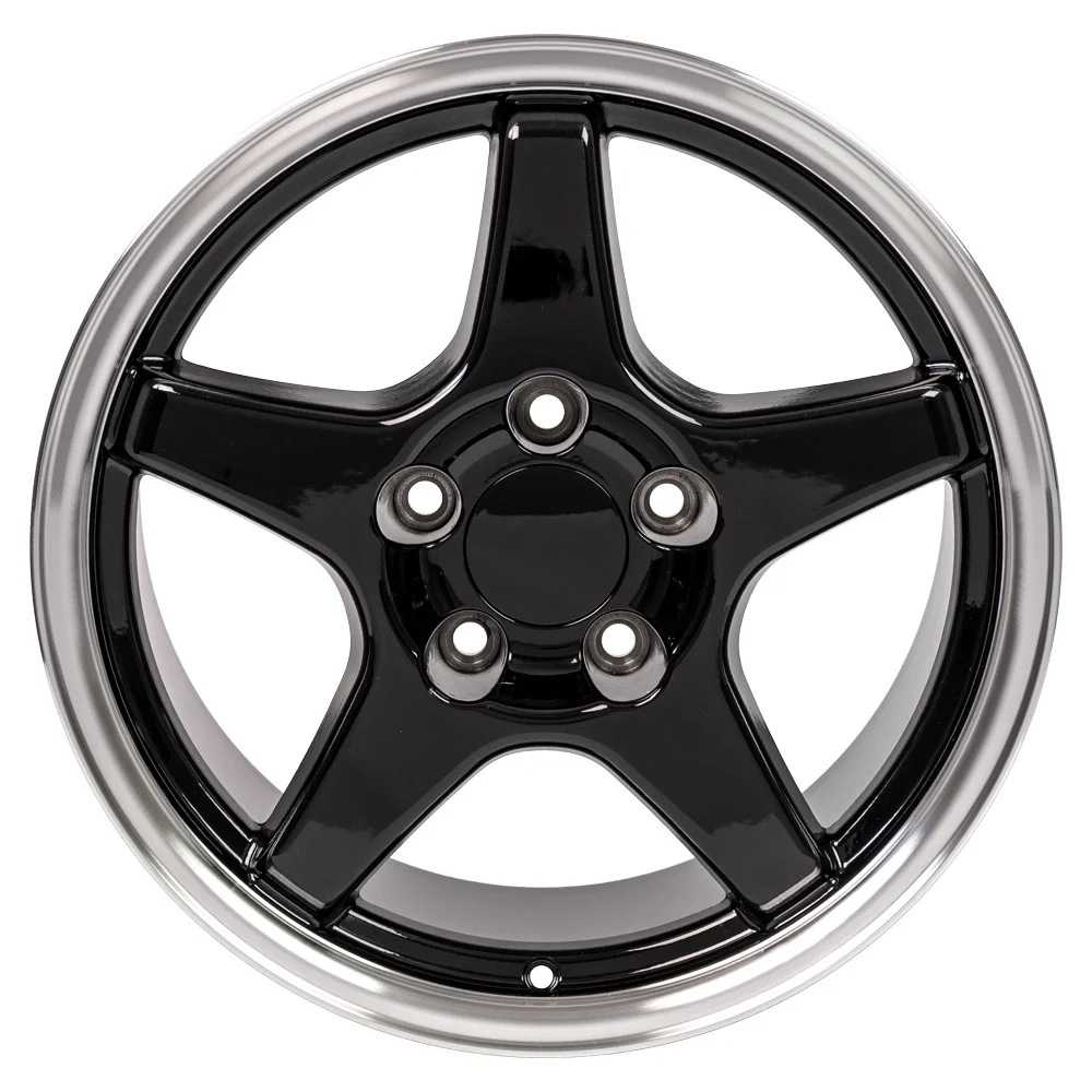 17 inch Rim fits 1997-2004 Chevrolet Corvette ZR1 Style Black w/Machined Lip 17x9.5 Wheel Direct Fit