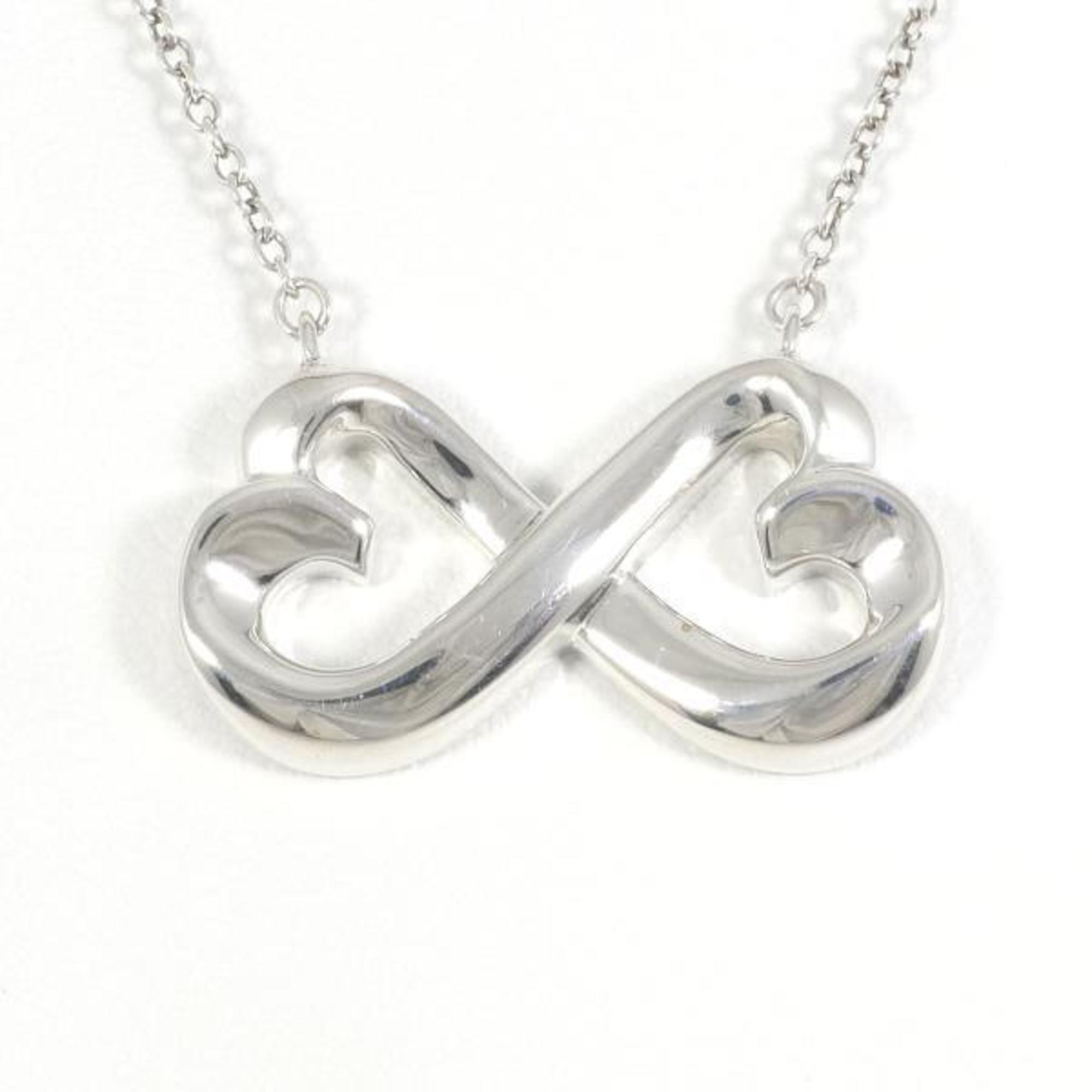 Authenticated Used Tiffany double loving heart silver necklace total weight about 4.3g 45cm jewelry