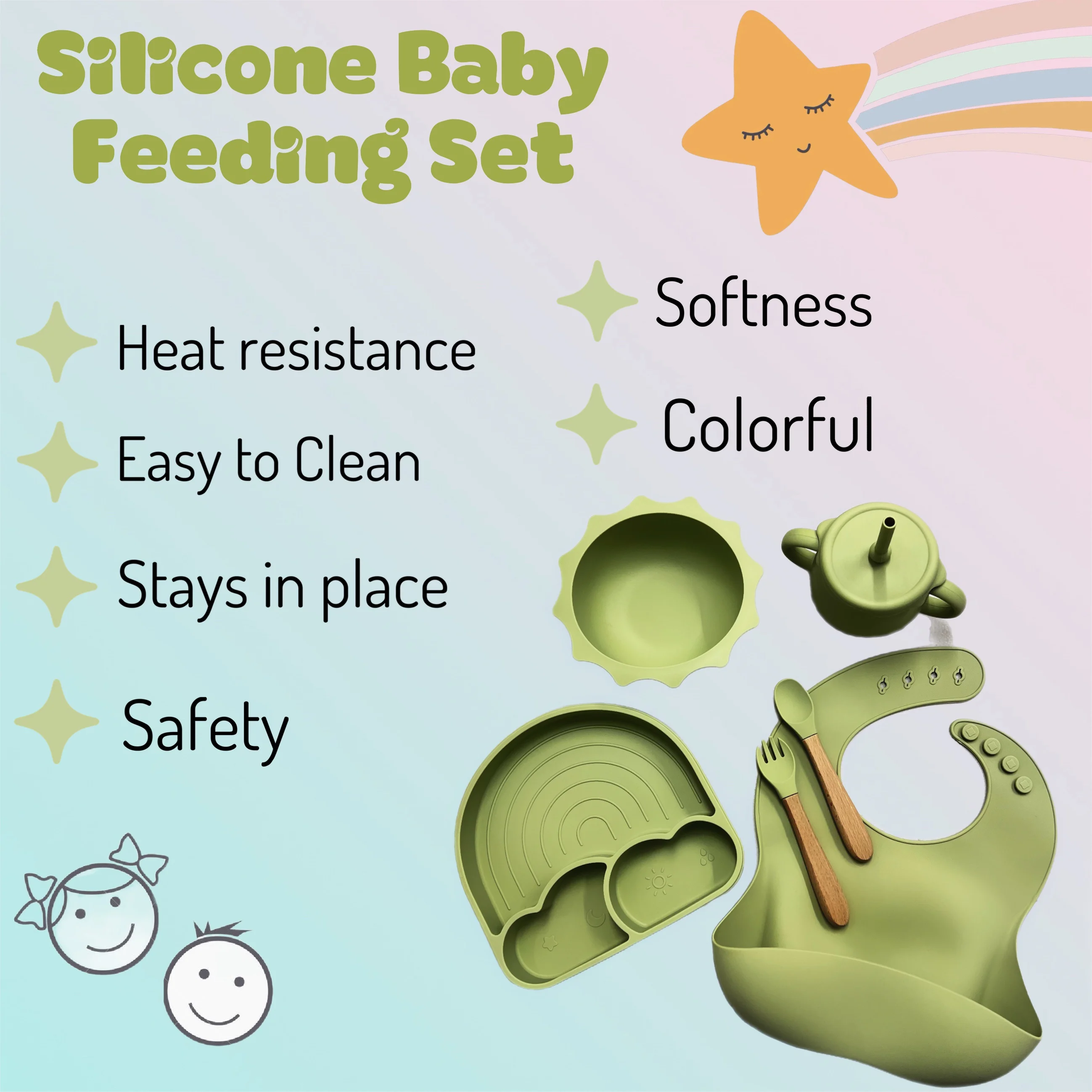 Silicone Baby Feeding Set 6 Piece