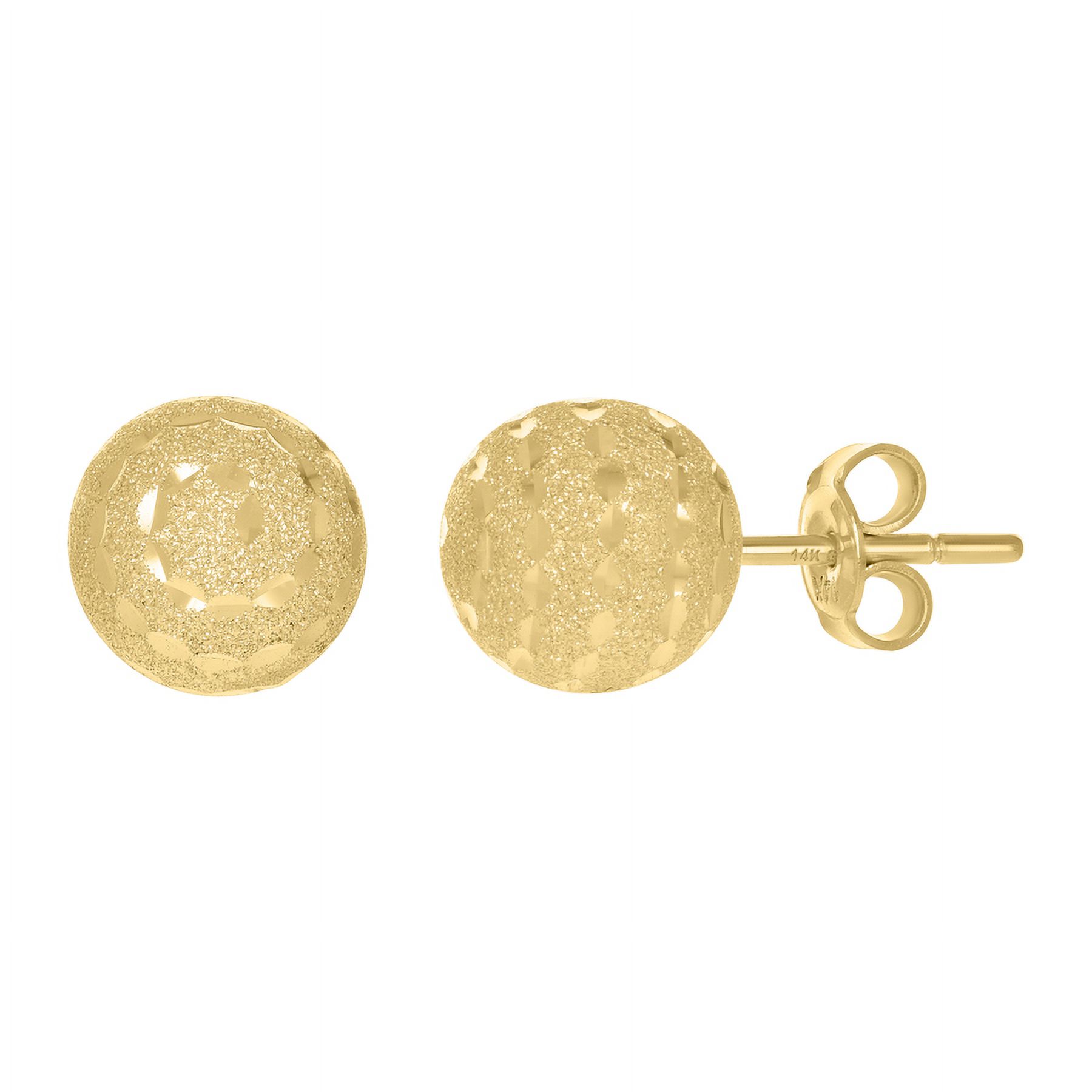 14k Yellow Gold 10mm Ball Stud Earrings For Womens