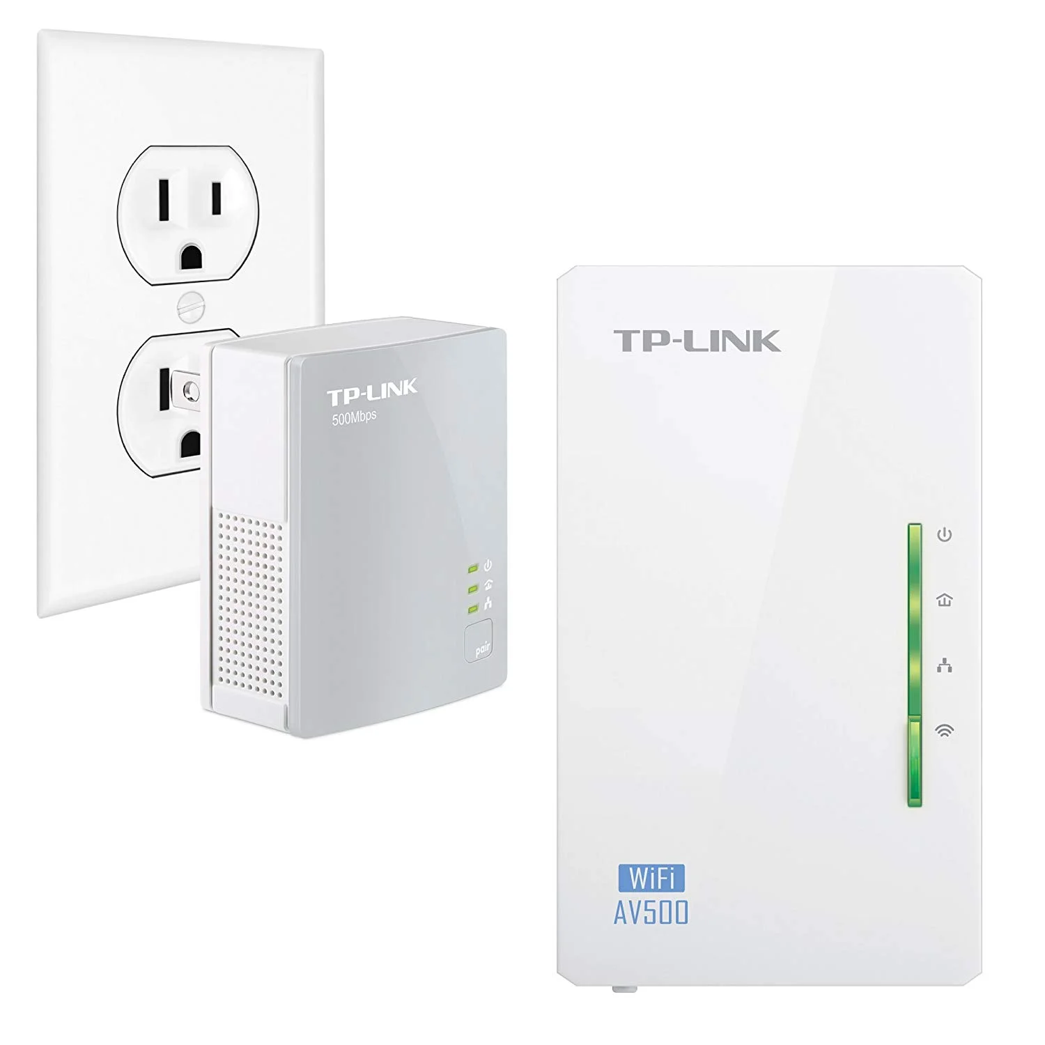 Restored TP-Link AV500 2-Port Powerline Gigabit Wi-Fi Adapter Kit, 2-Kit TL-WPA4220 KIT (Refurbished)
