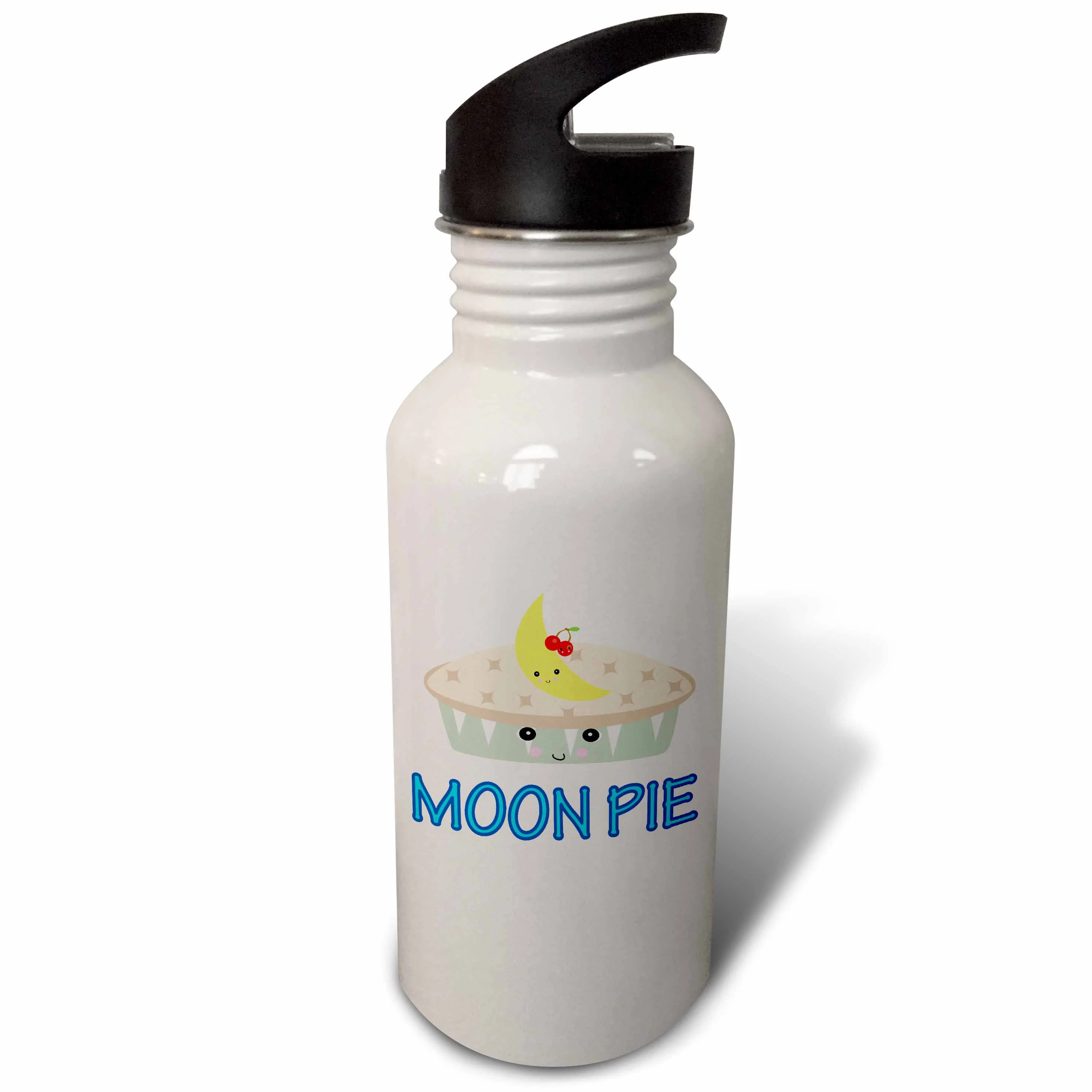 3dRose Cute Kawaii Cute Moon Pie, Sports Water Bottle, 21oz