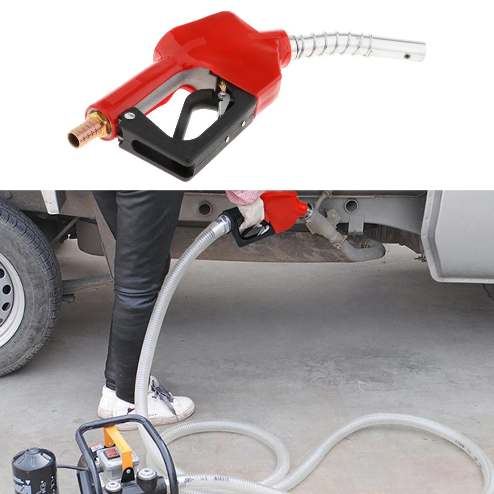 Aluminum Automatic Fuel Nozzle Dispenser Auto Shut Off Petrol Refilling Heavy Duty L/min 0.18MPa Fuel 0.75 inch Outlet