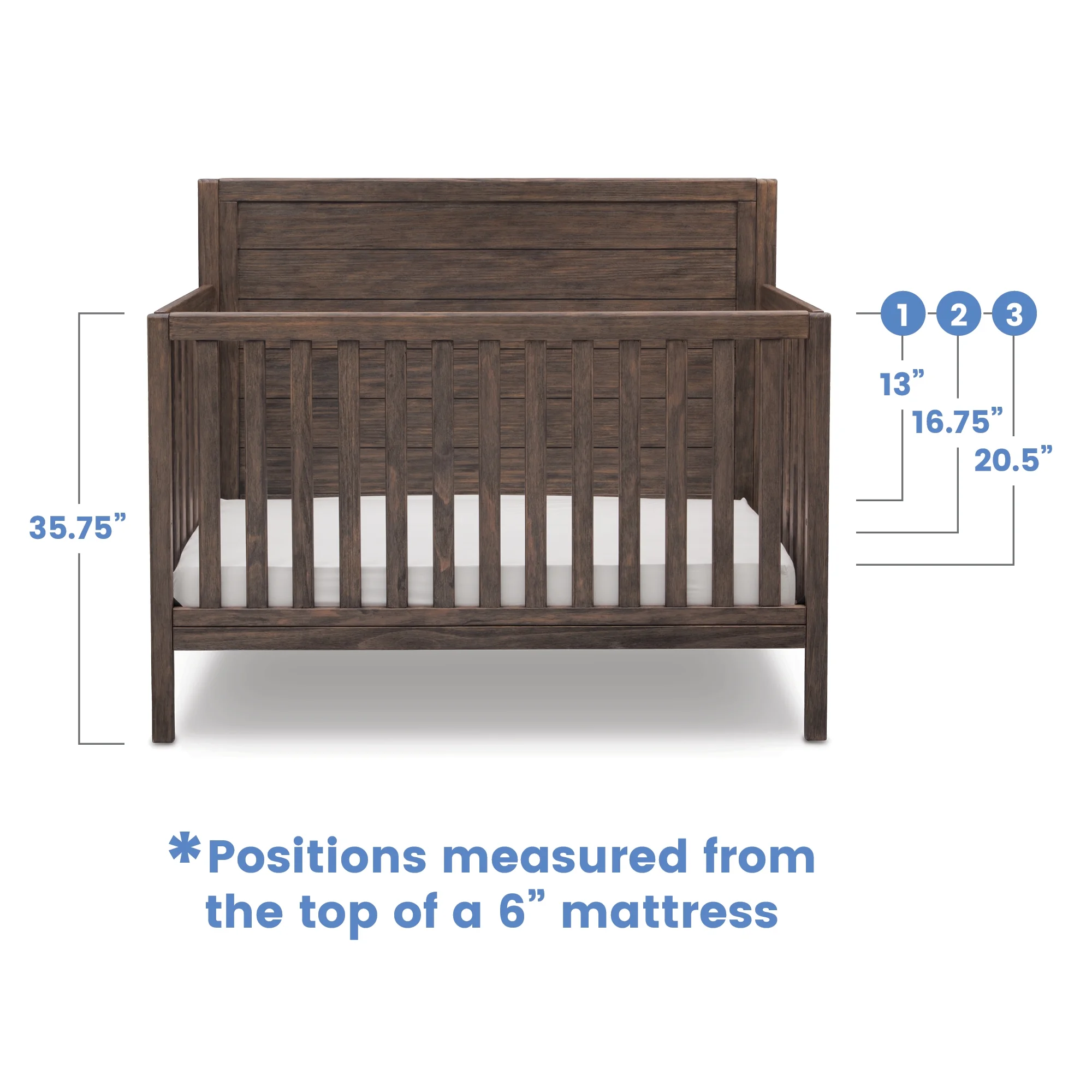 Delta Children Cambridge Mix and Match 4-in-1 Convertible Baby Crib,, Rustic Grey