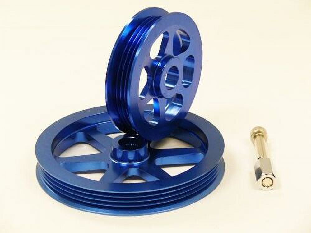 Stainless Blue Overdrive Pulley Fitment For 94 thru 01 Acura Integra RS/LS/GS/GSR, 96-00 Type-R Integra, 99-00 Civic Si By OBX