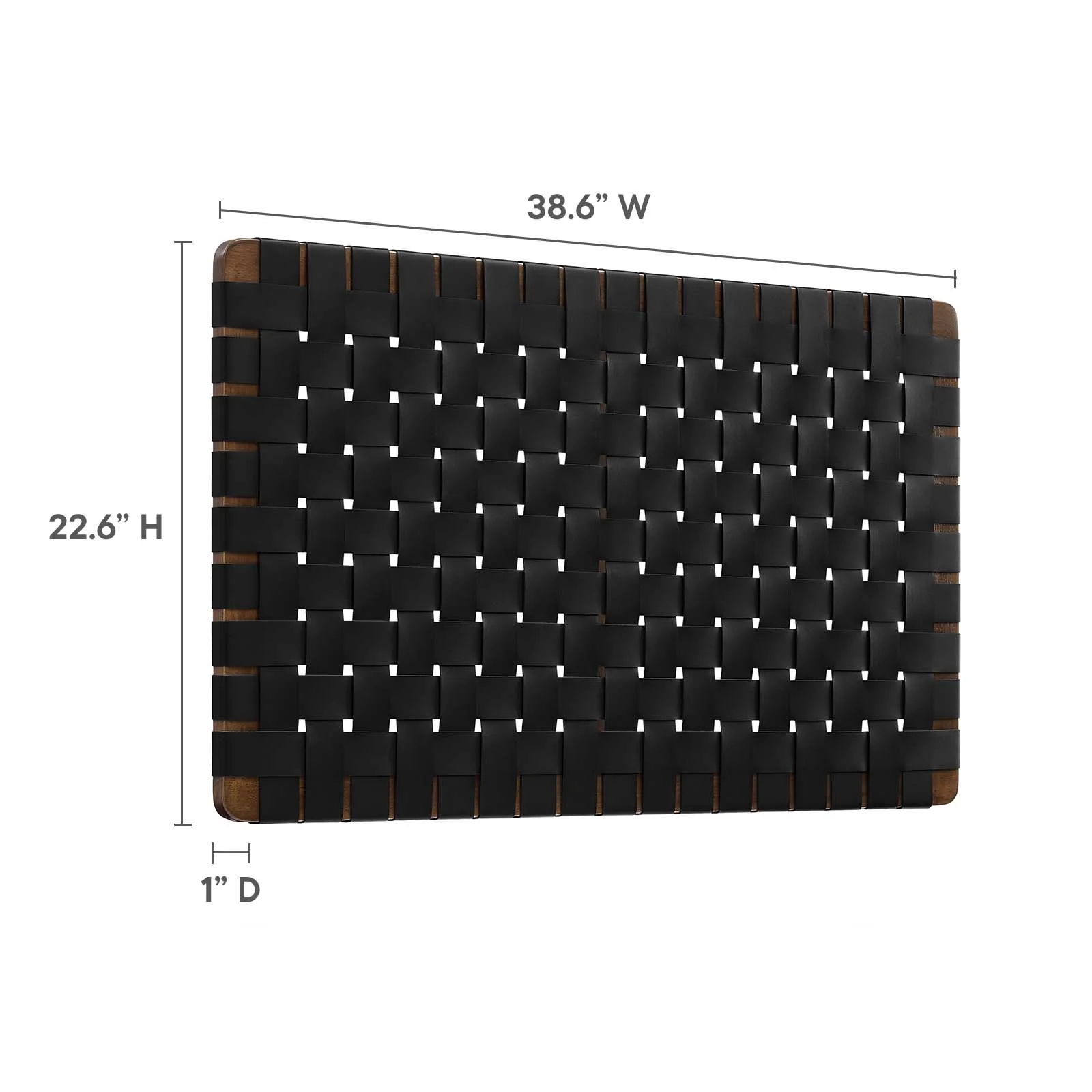 Modway Sparta Weave Wall-Mount Twin Vegan Leather Headboard in Walnut Black