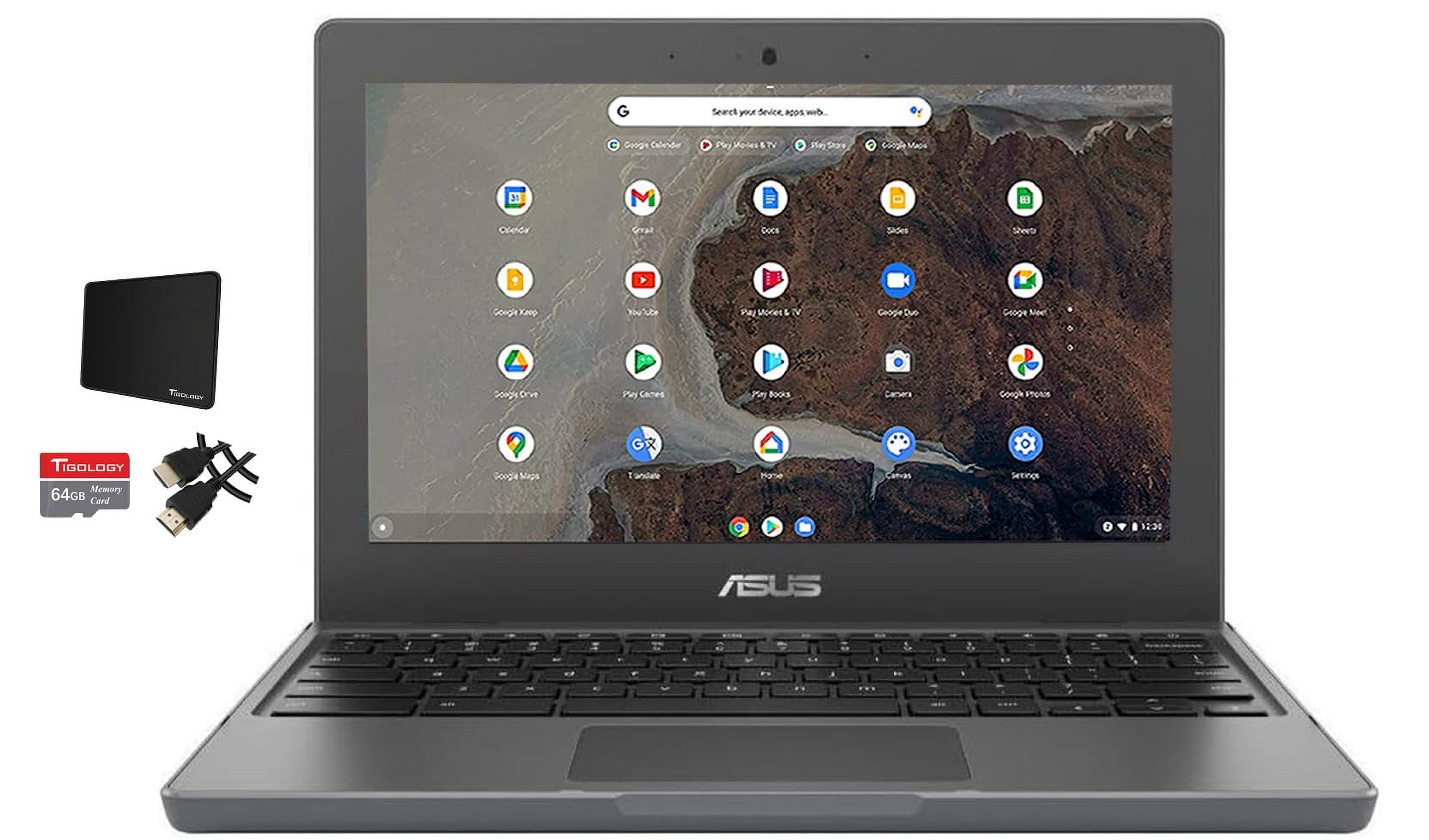 Asus Chromebook 11.6'' LCD HD Rugged Intel Celeron N5100,8GB RAM, 32GB eMMC, UHD Graphics, 1.1 GHz,Chrome OS, Webcam, Bluetooth, Wi-Fi 6,Dark Gray, with Accessories