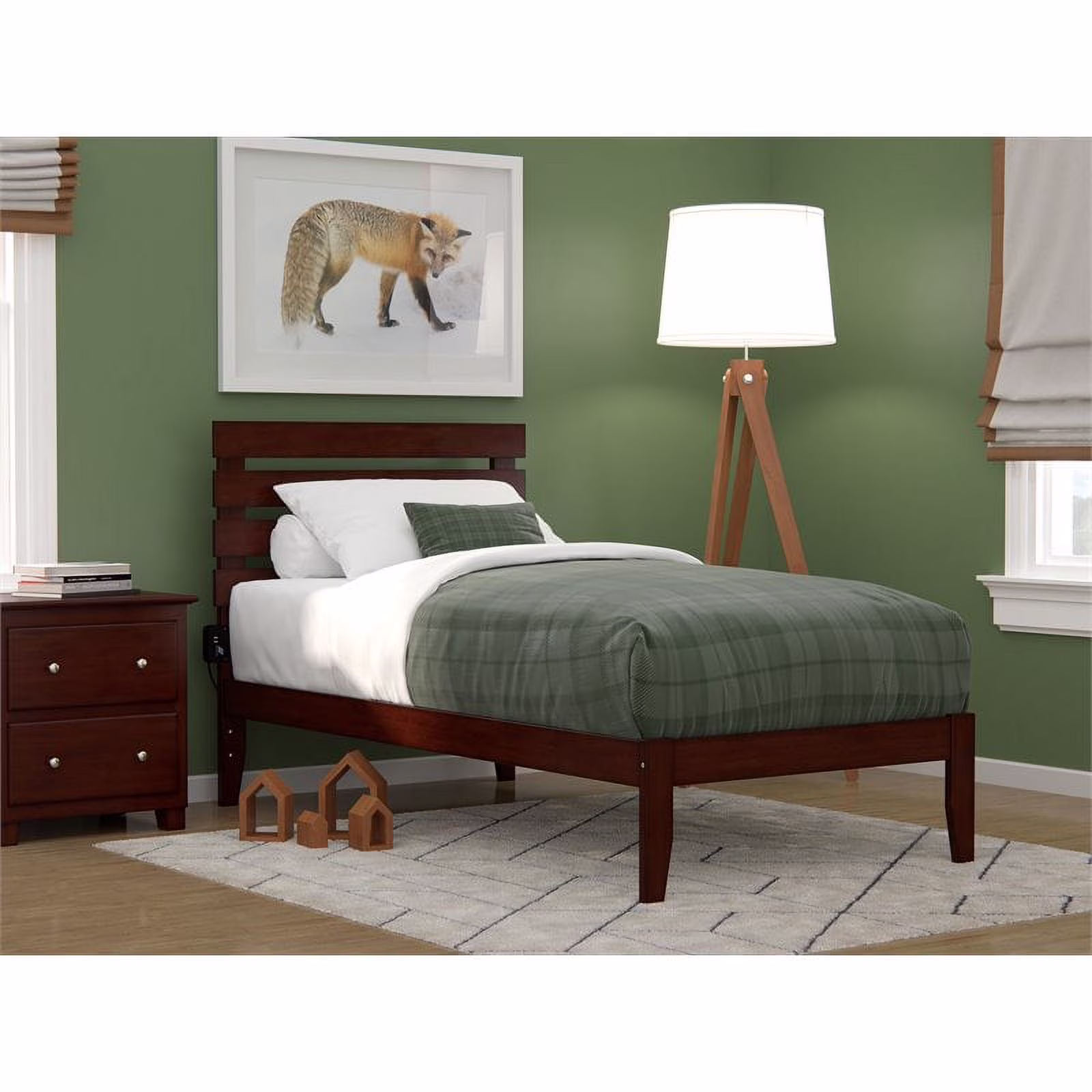 Oxford Twin Bed in Walnut with USB Turbo Charger