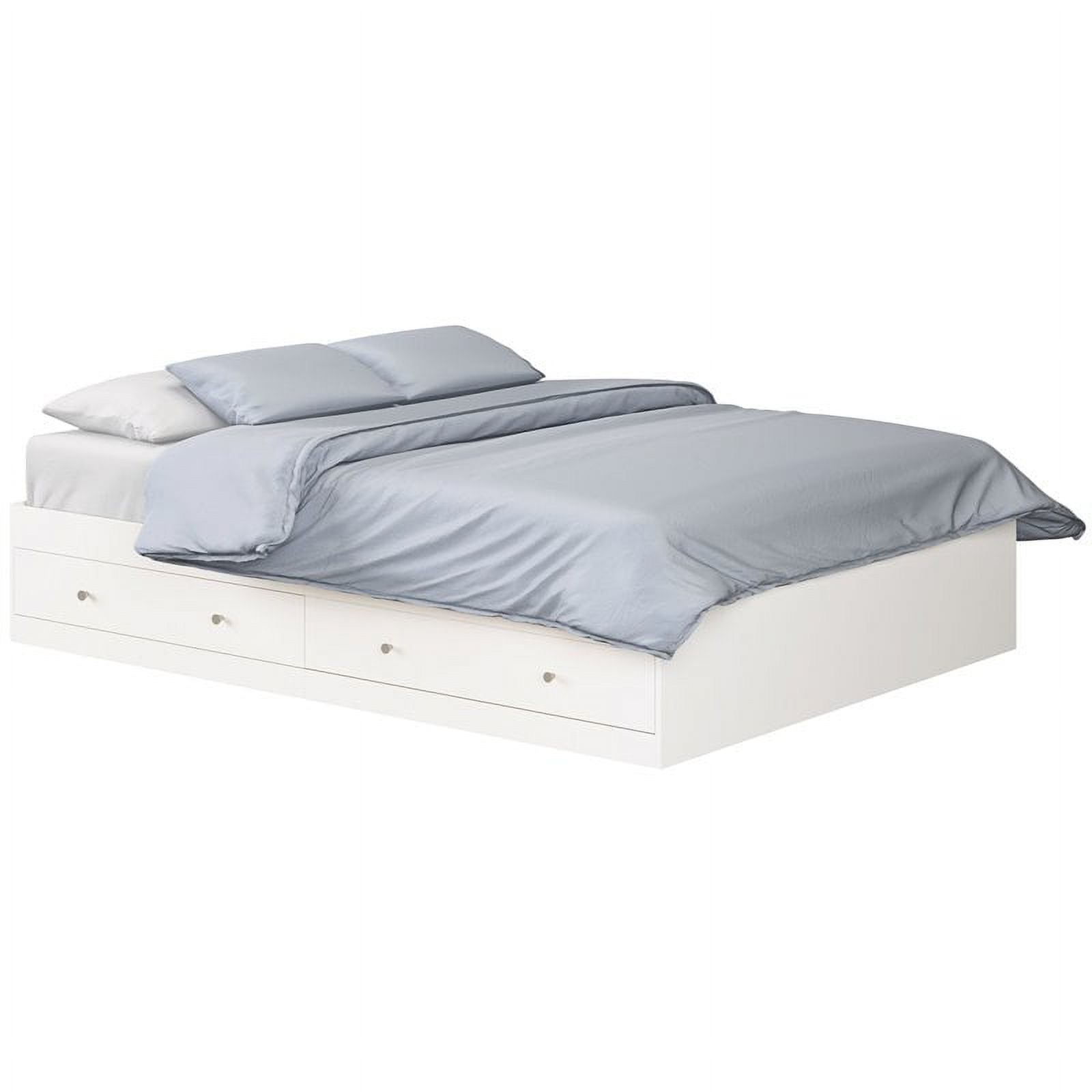 Pemberly Row Modern Engineered Wood Queen Platform Storage Bed in White