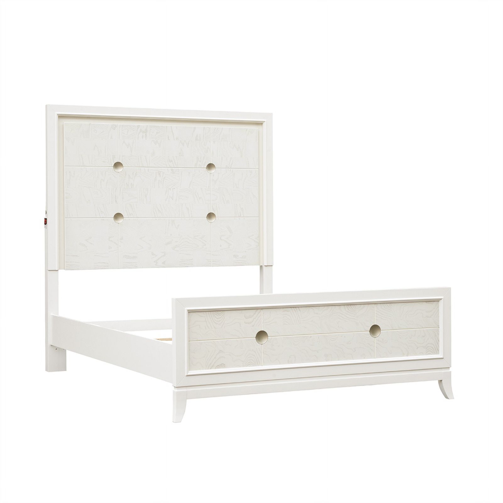 Melrose Queen Wood Panel Bed with LED Lights in White Finish by Samuel Lawrence