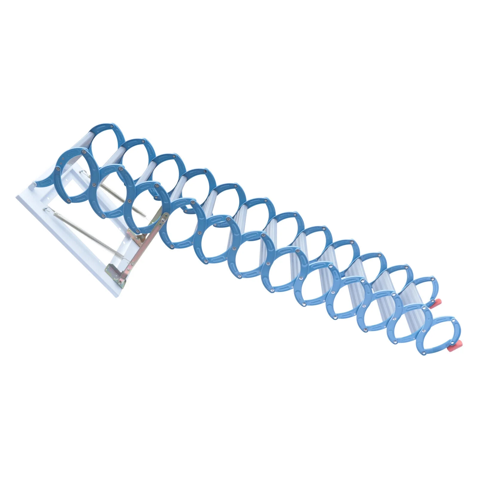 Fichiouy 12 Steps Pulldown Attic Stairs 12.5ft Wall Mounted Folding Loft Wall Ladder Blue