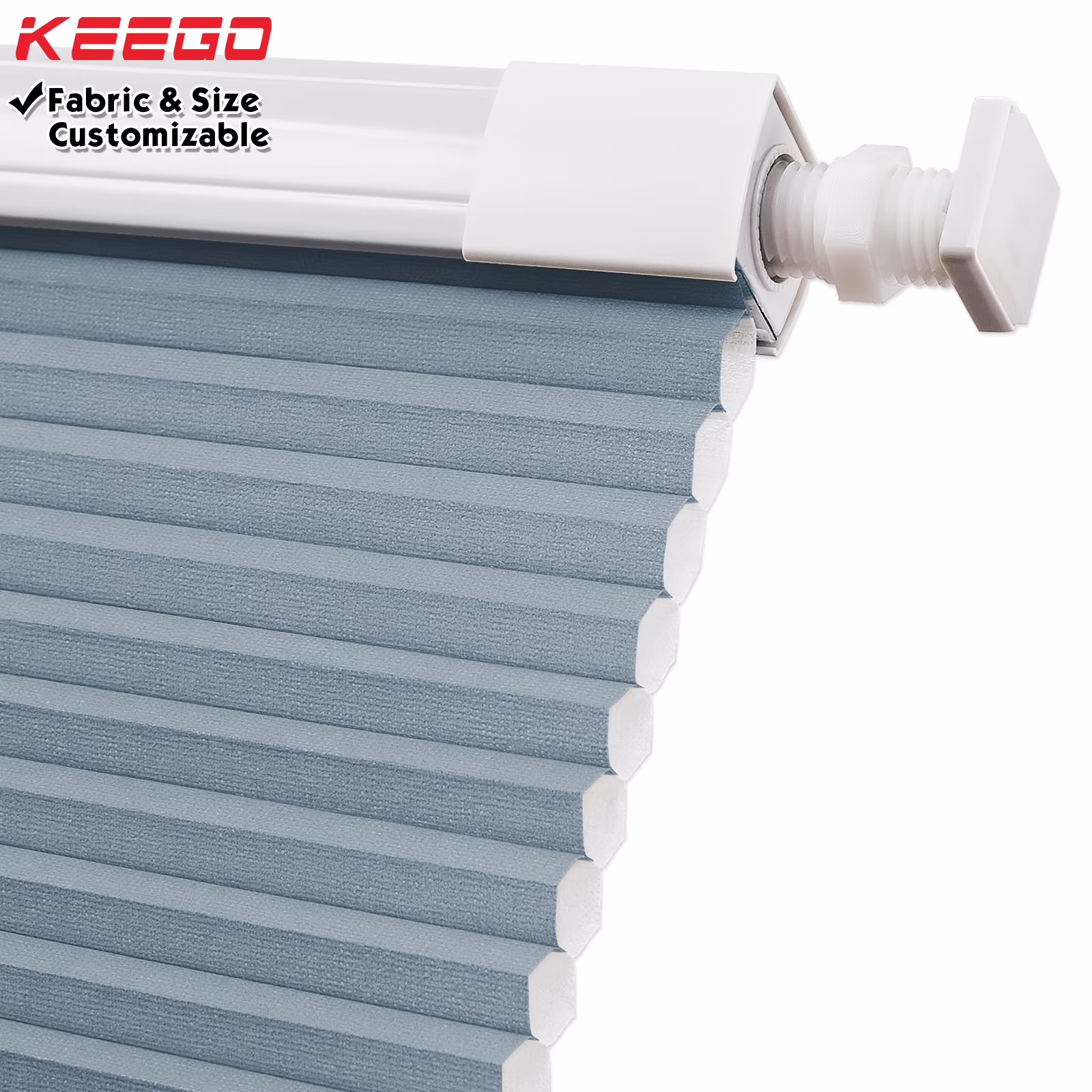 Keego Cellular No Drilling Blind for Window Honeycomb Cordless Window Blinds Easy Installation Heat Insulating Noise Reducing Window Shades Semi-Blackout Steel Blue, 43.0