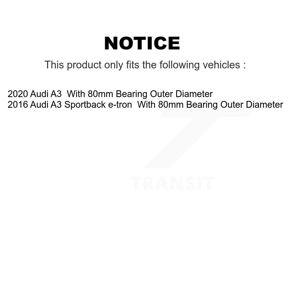 Transit Auto - Front Wheel Bearing And Tie Rod End Kit For Audi A3 Sportback e-tron With 80mm Outer Diameter K7T-101315