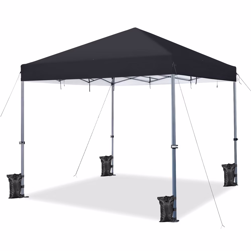 Topeakmart 12x12ft Pop-up Canopy with One-Push-To-Lock Setup, Black