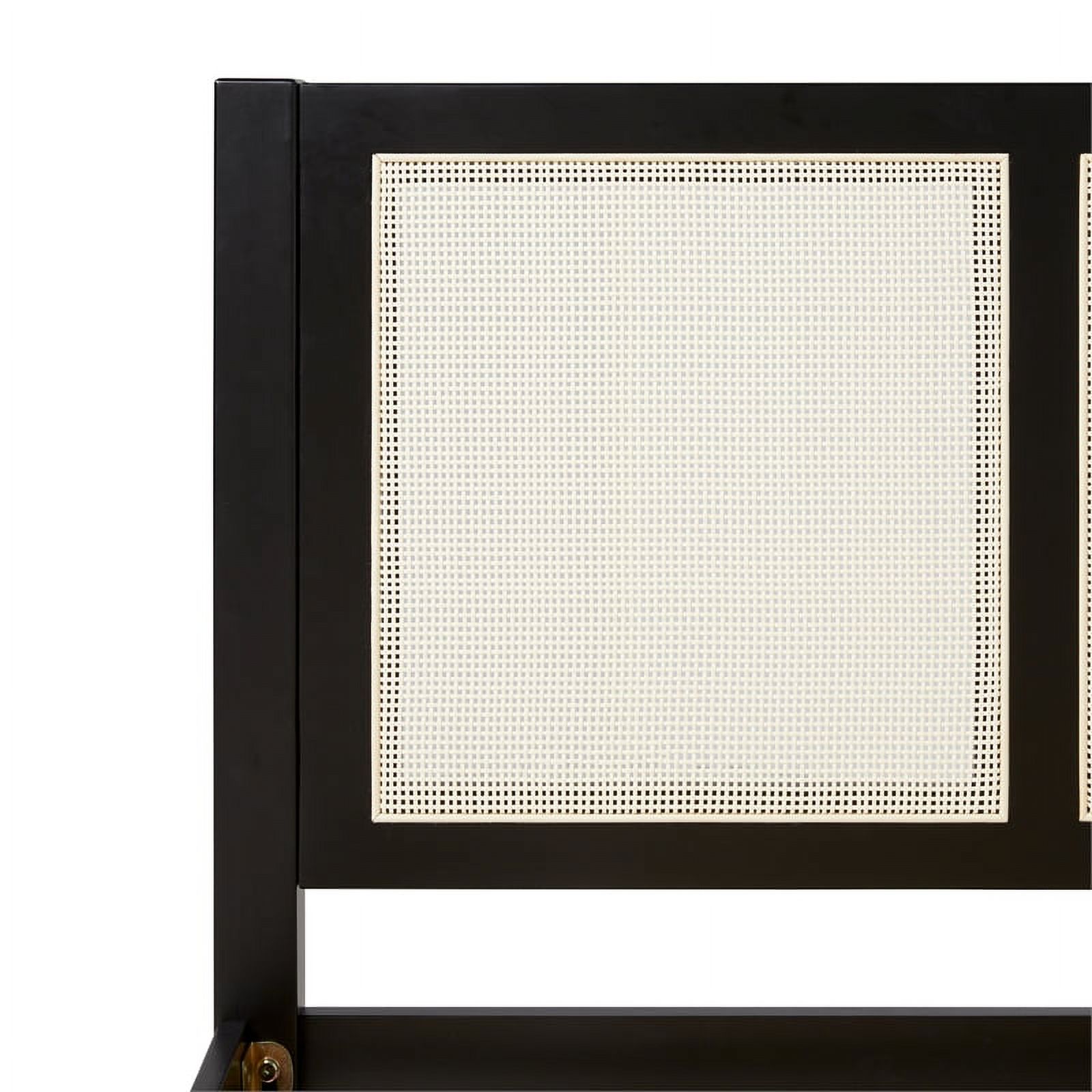 Pemberly Row Solid Wood Rattan Headboard Queen Bedframe - Black