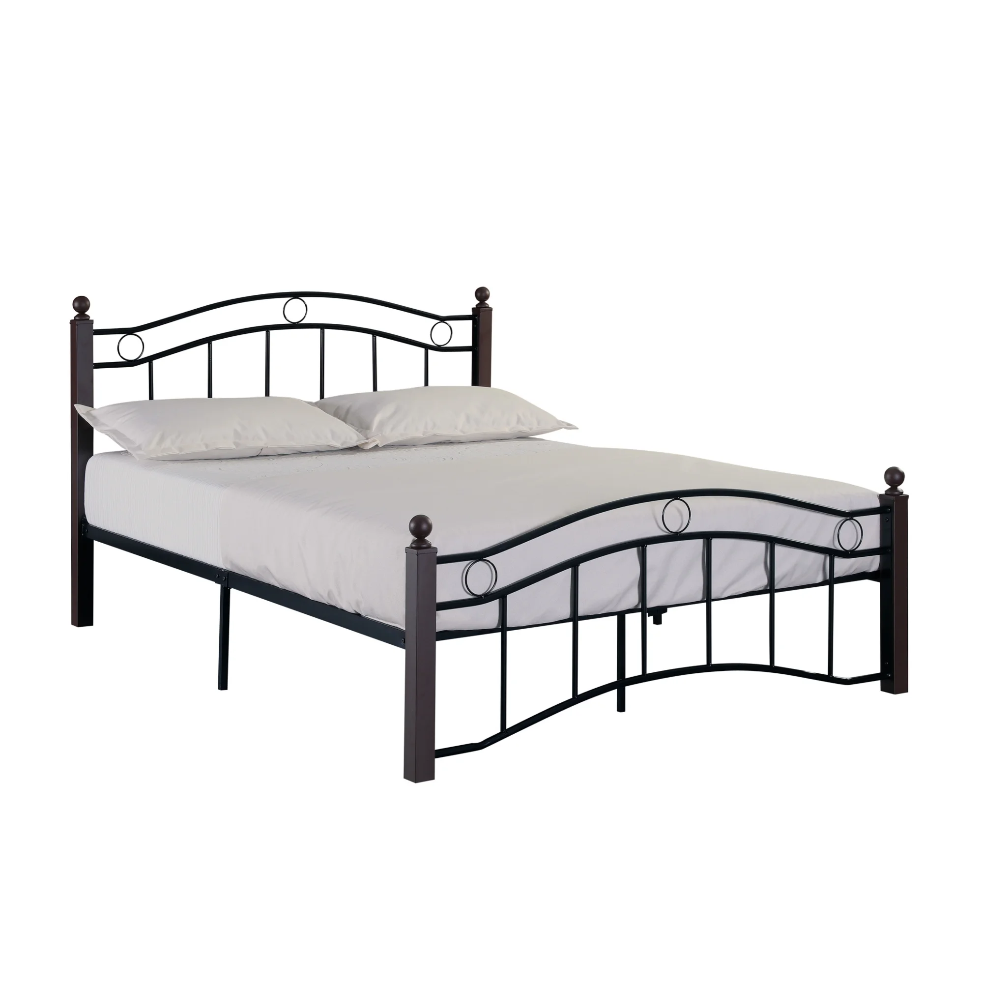 Contemporary Metal Bed Frame with Headboard and Footboard, Full Size