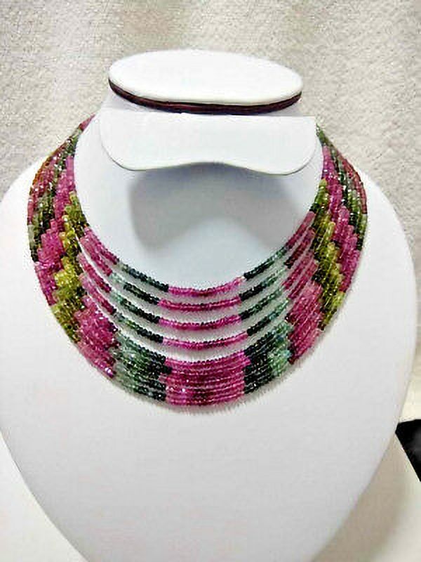 399.50ct Natural Certified Multi Colors 9 Lines Tourmaline Beads Necklace