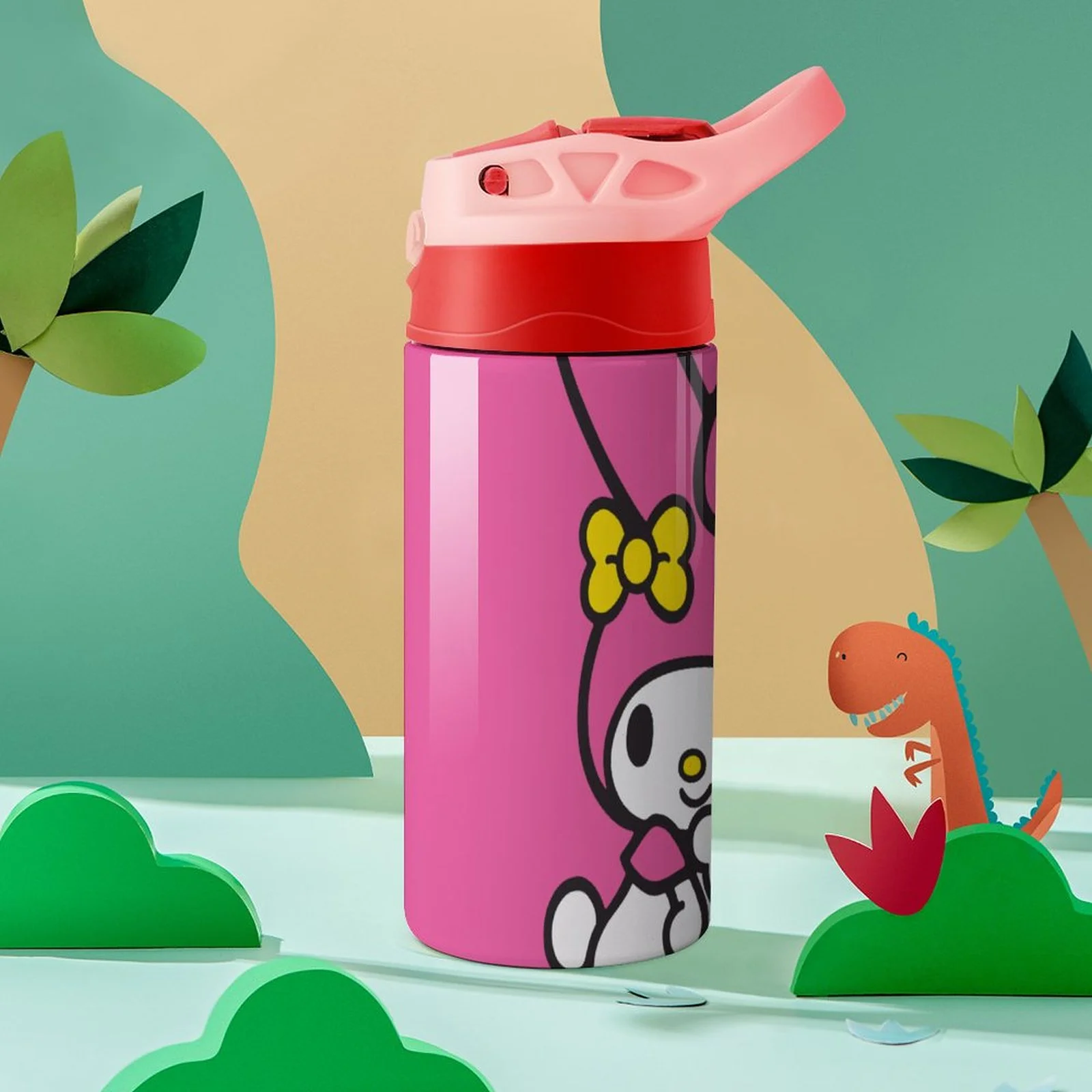 Pink-Rabbit My Melody Children's Water Bottle Vacuum Insulated Stainless Steel Cup With Straw Toddler Thermoses