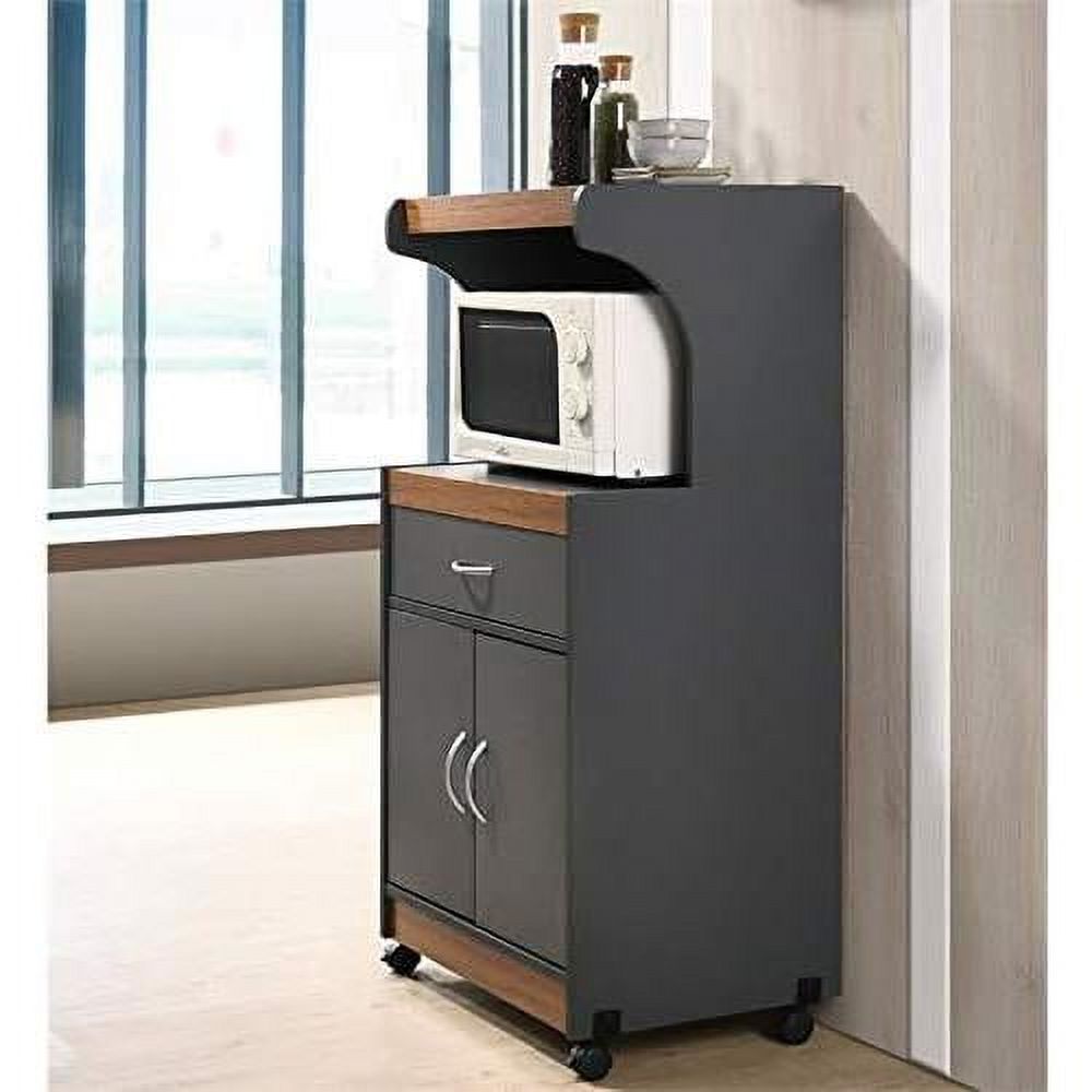Microwave Kitchen Cart In Gray Oak