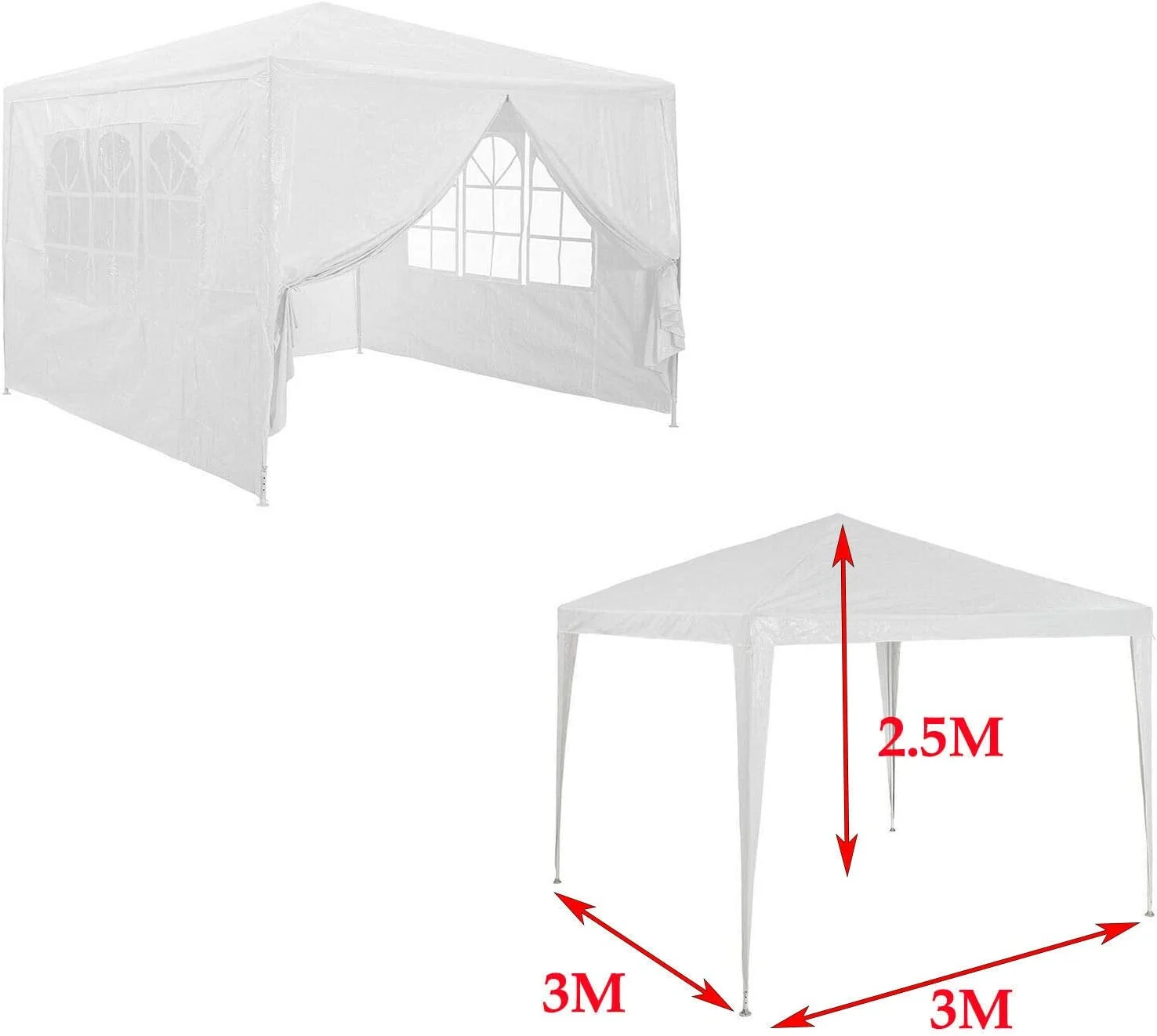 Dayplus 10'x 10'Party Wedding Tent Outdoor Gazebo Canopy Tent Heavy Duty w/4 Sidewalls
