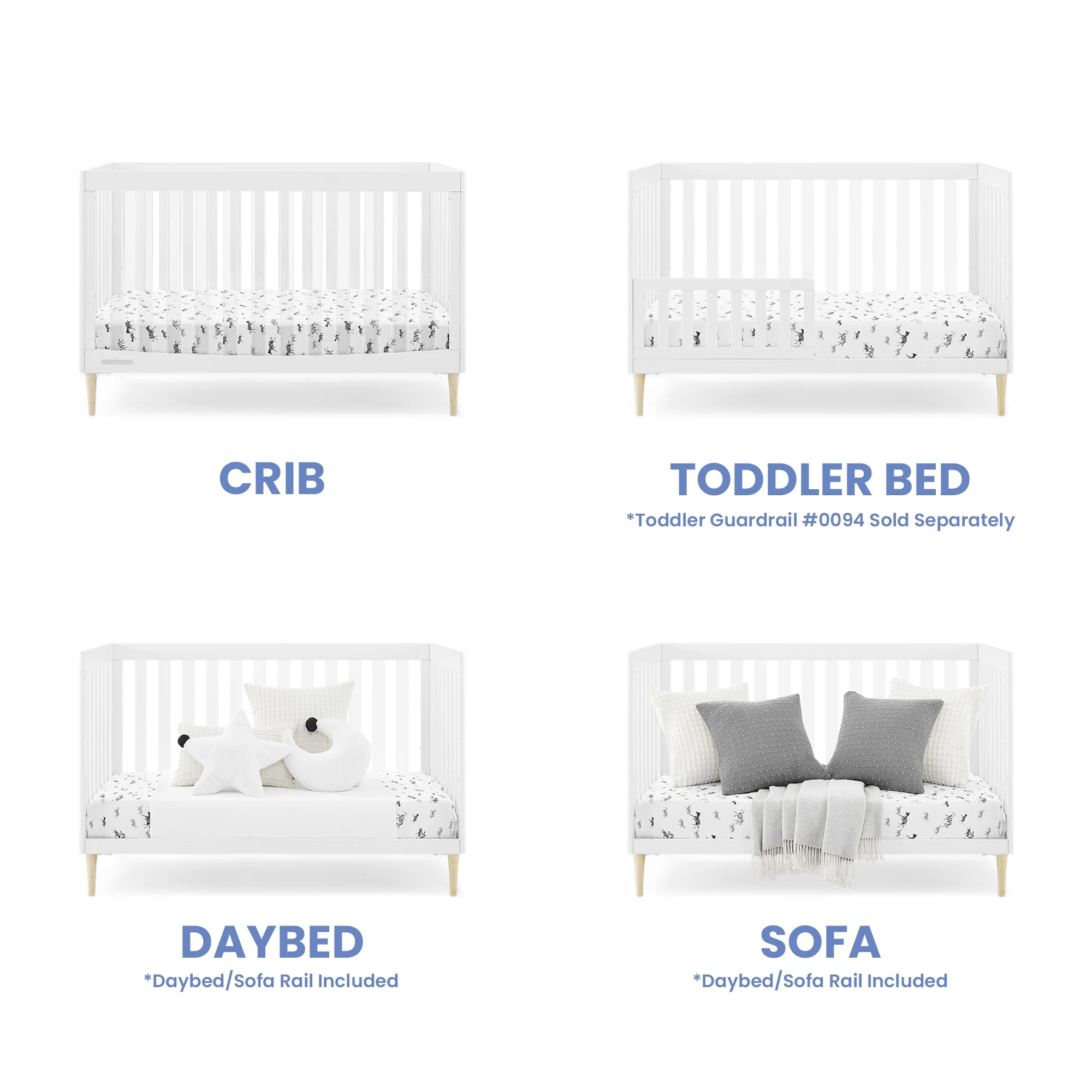 Delta Children Austin Acrylic 4-in-1 Convertible Baby Crib - Greenguard Gold Certified, Bianca White/Natural