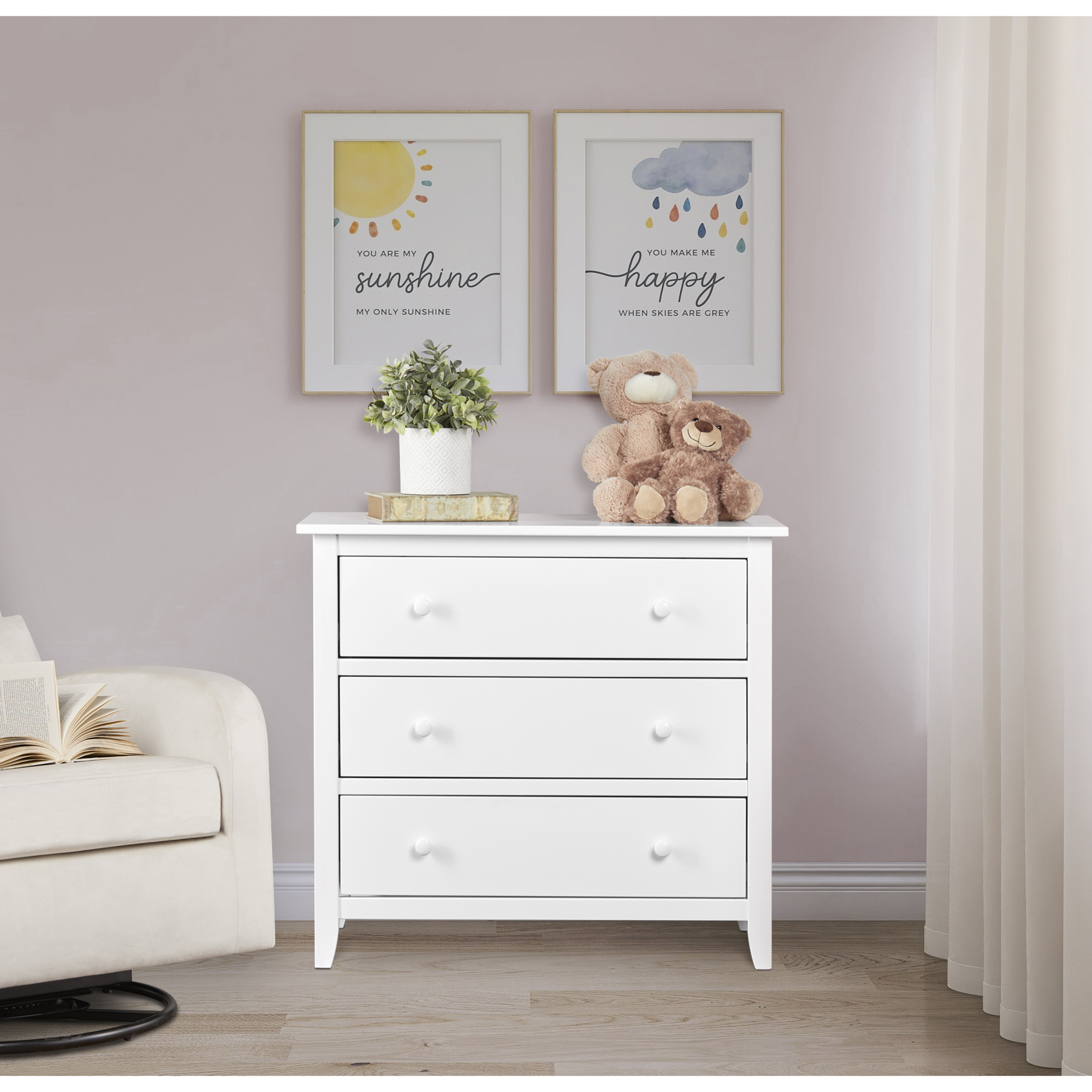 Dream On Me Universal 3 Drawer Chest, White