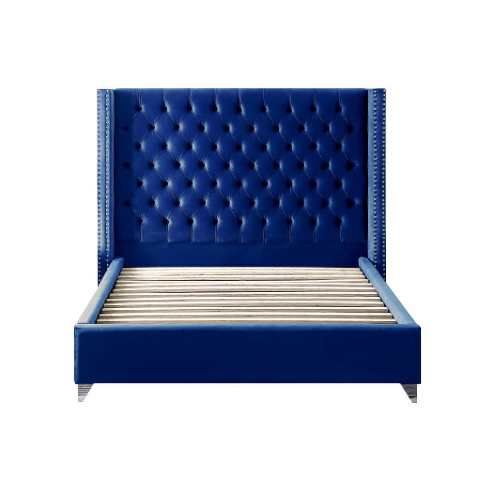 Extra tall upholstered bed Blue modern bed Velvet