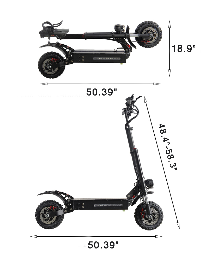 LISUEYNE Electric Scooter, Max Speed 50MPH, 50 Mile Long Range, 60V 5600W Dual Drive, 11
