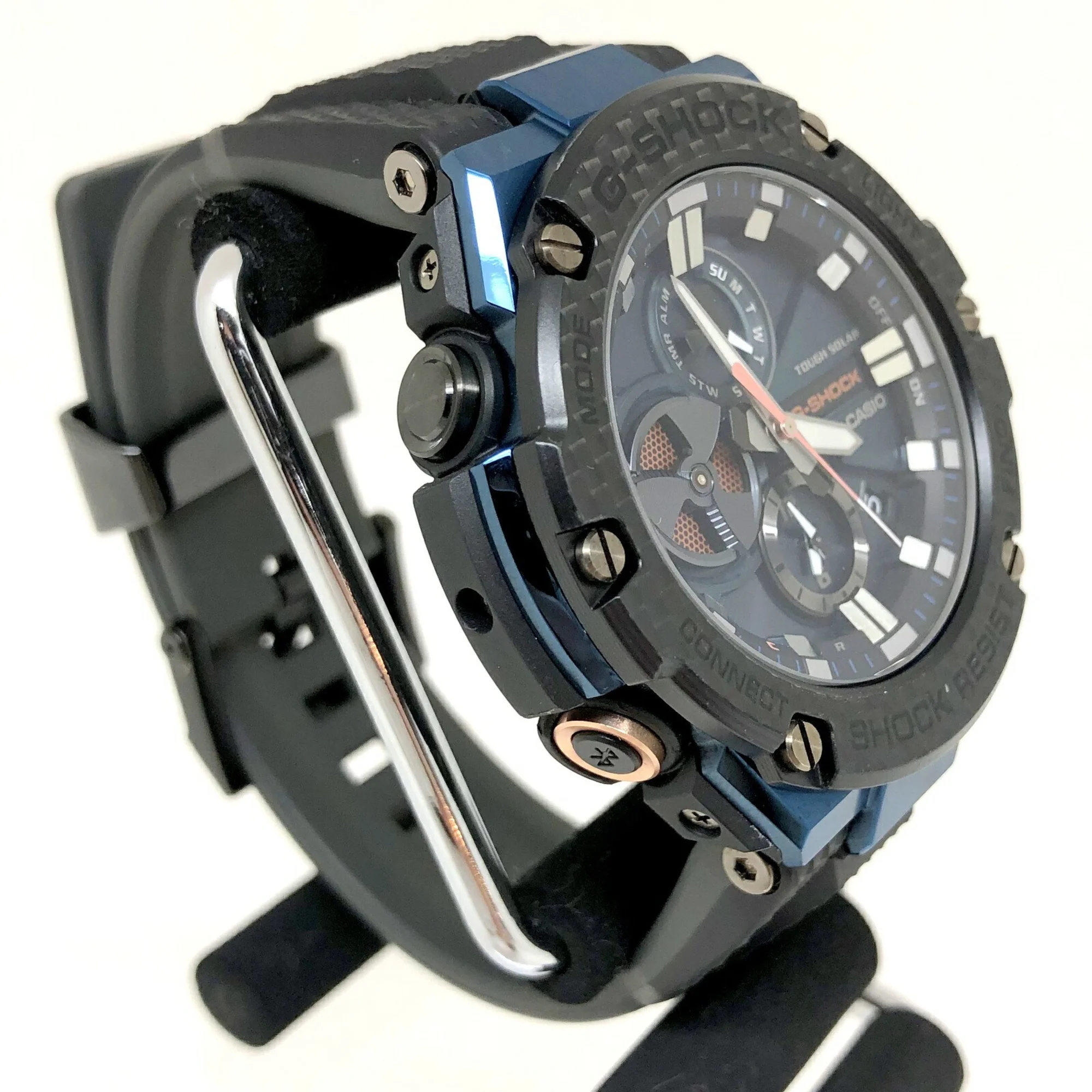 Pre-Owned CASIO Casio G-SHOCK Watch GST-B100XB-2A G-STEEL G Steel Bluetooth Equipped with Toughness Carbon Smartphone Link Tough Solar Black Blue Analog Men's IT9DO8GWZML9 (Good)