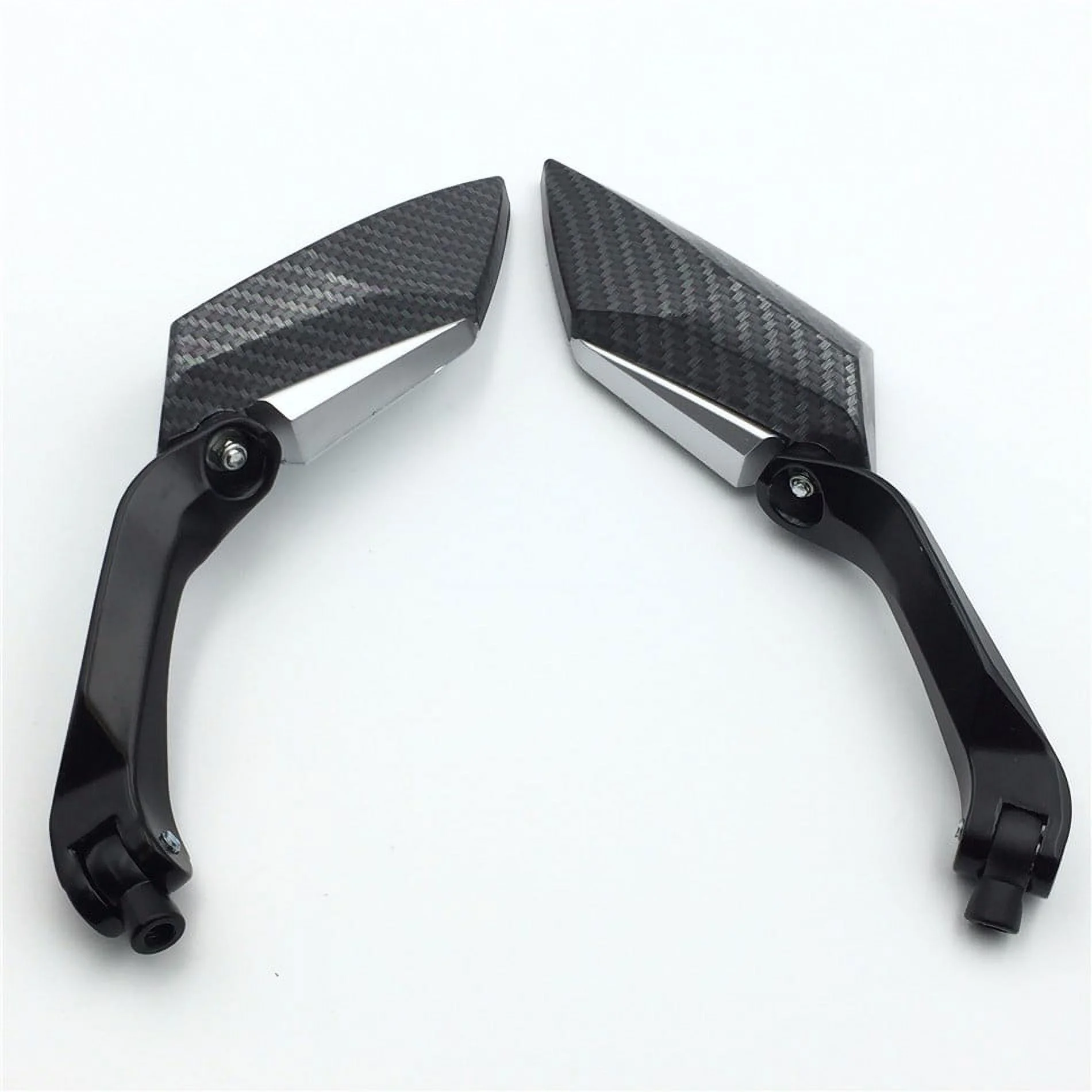 HTT-MOTOR Motorcycle Carbon Fiber Diamond Blade Style Rearview Mirrors 8mm 10mm Fit Standard Metric Screws 7/8