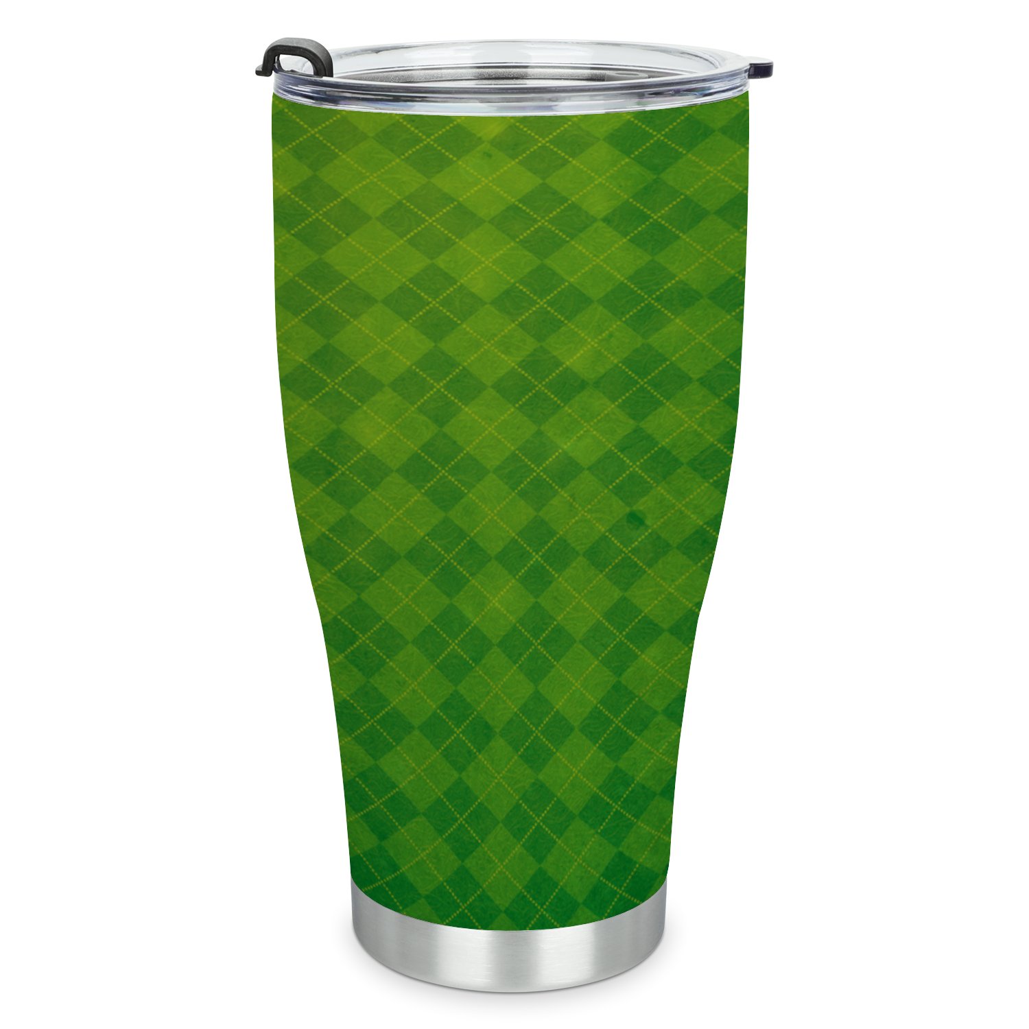 Hidove Stainless Steel Tumbler, Green Argyle Textured Background 30oz Leak Proof & Stainless Steel Bottle for Hot & Cold Drinks - Coffee Travel Mug, Water Metal Canteen, Thermal Cup