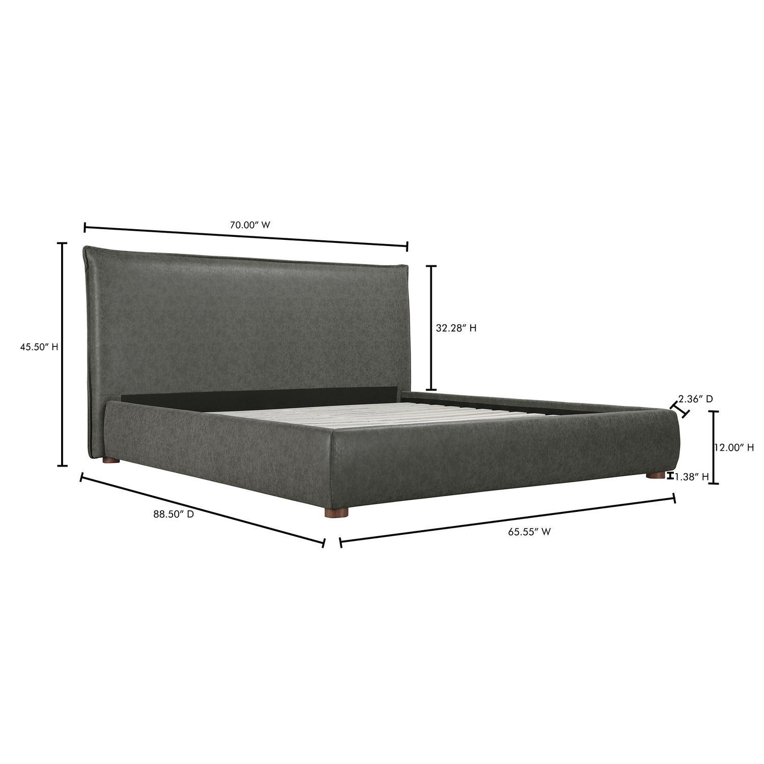 Moe's Home Collection Luzon Queen Bed Slate Vegan Leather