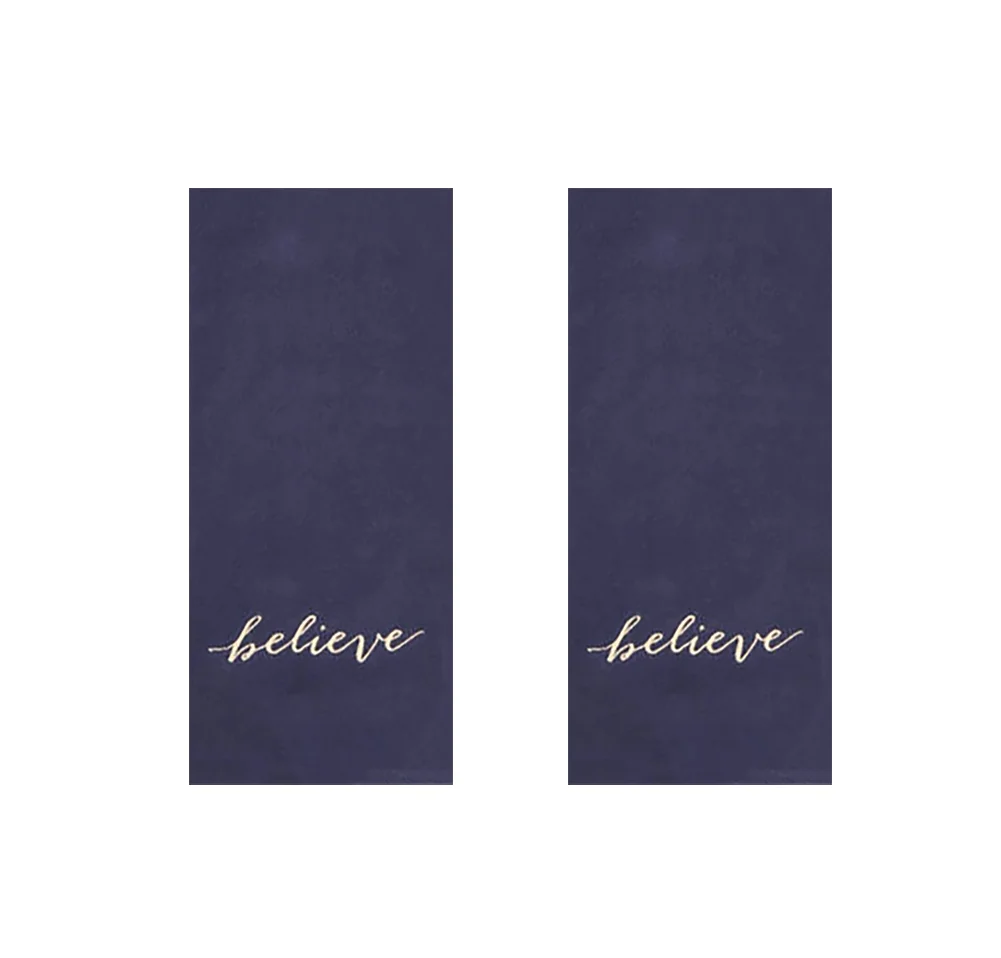 Broyhill Believe Christmas Kitchen Towel 2-Pack Navy Blue, Absorbent Cotton Terry Towels 15 x 25 inches