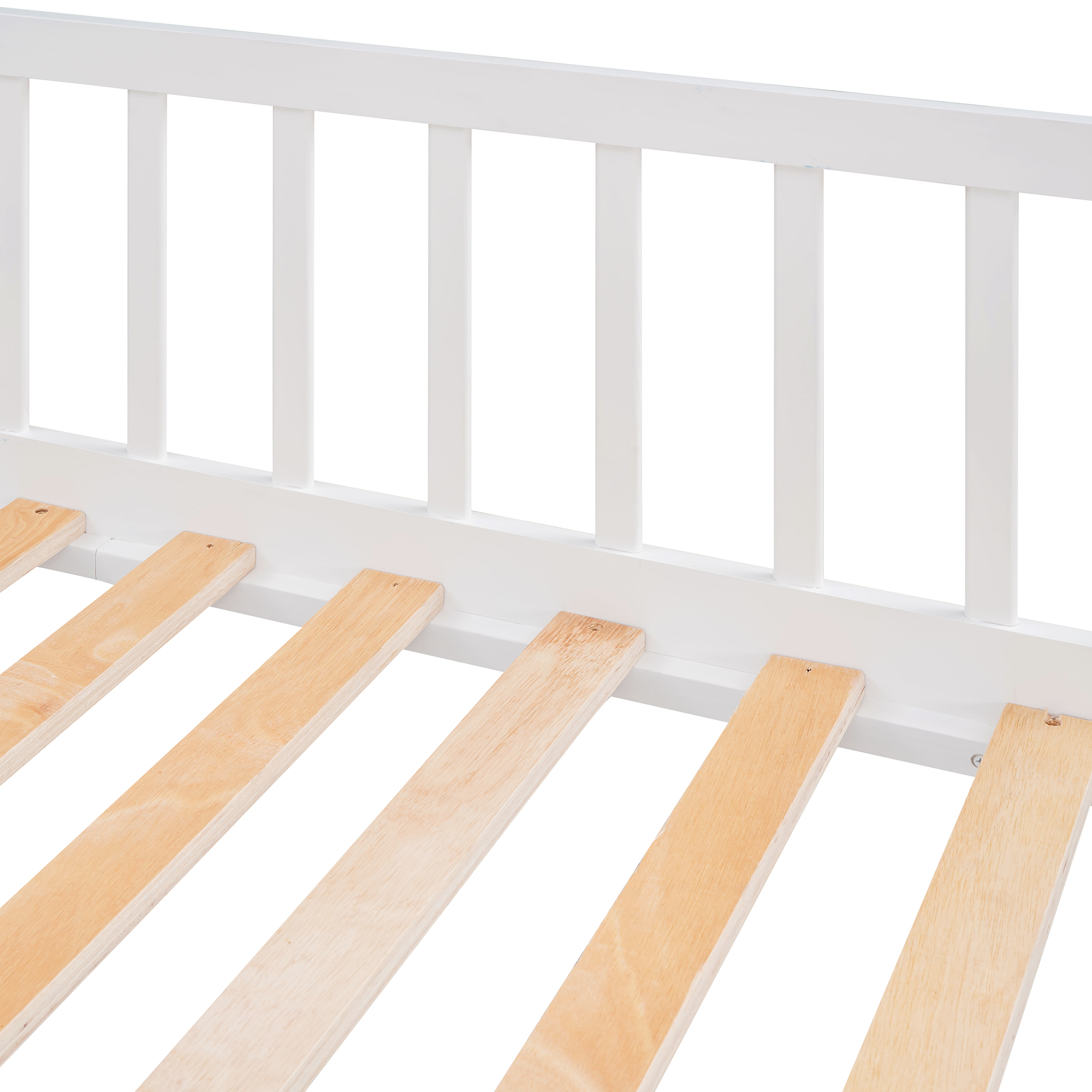 Adrinfly Twin Over Twin Castle Bunk Bed with Ladder - Blue