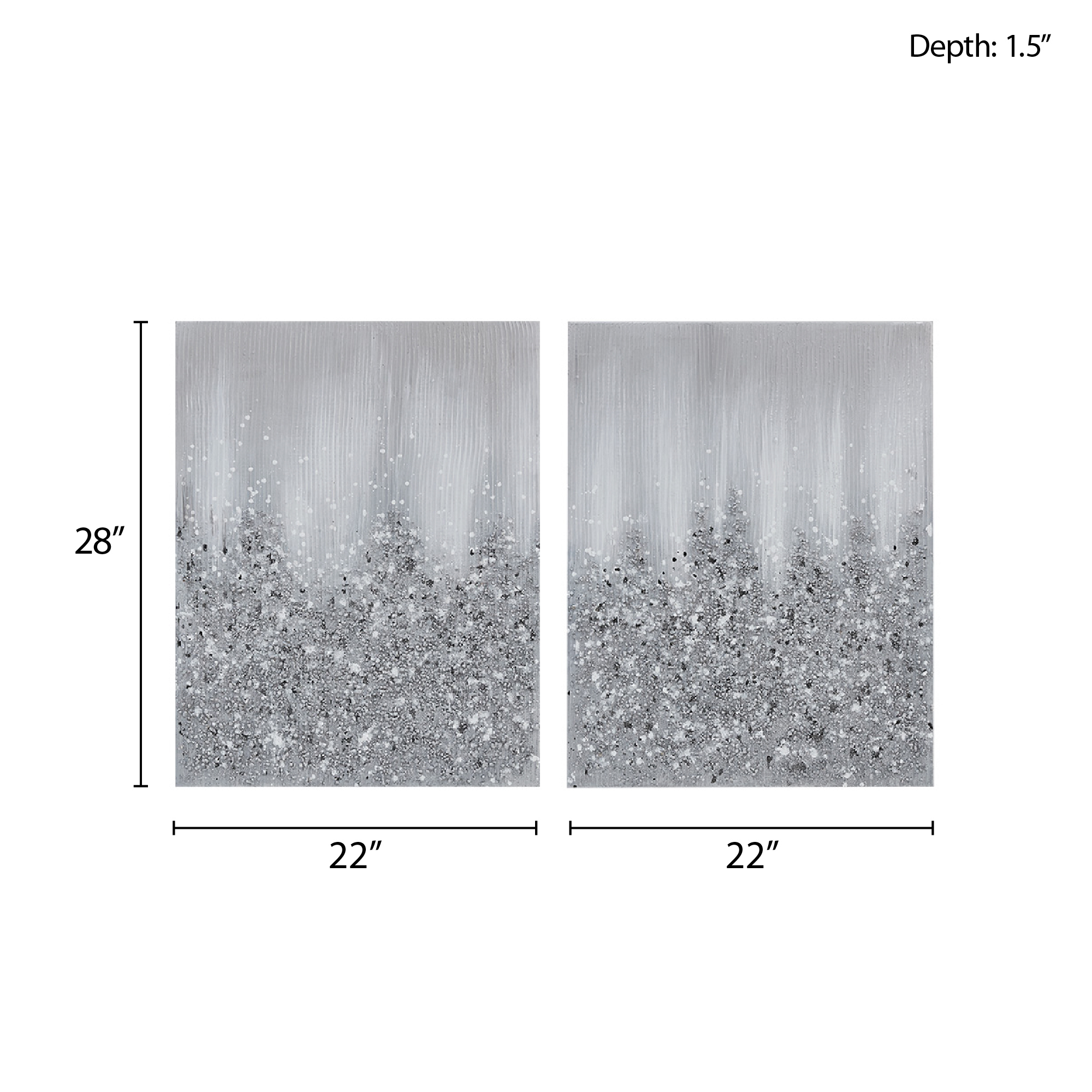 Madison Park Glimmer Heavily Embellished 2-piece Canvas Wall Art Set in Silver, 22