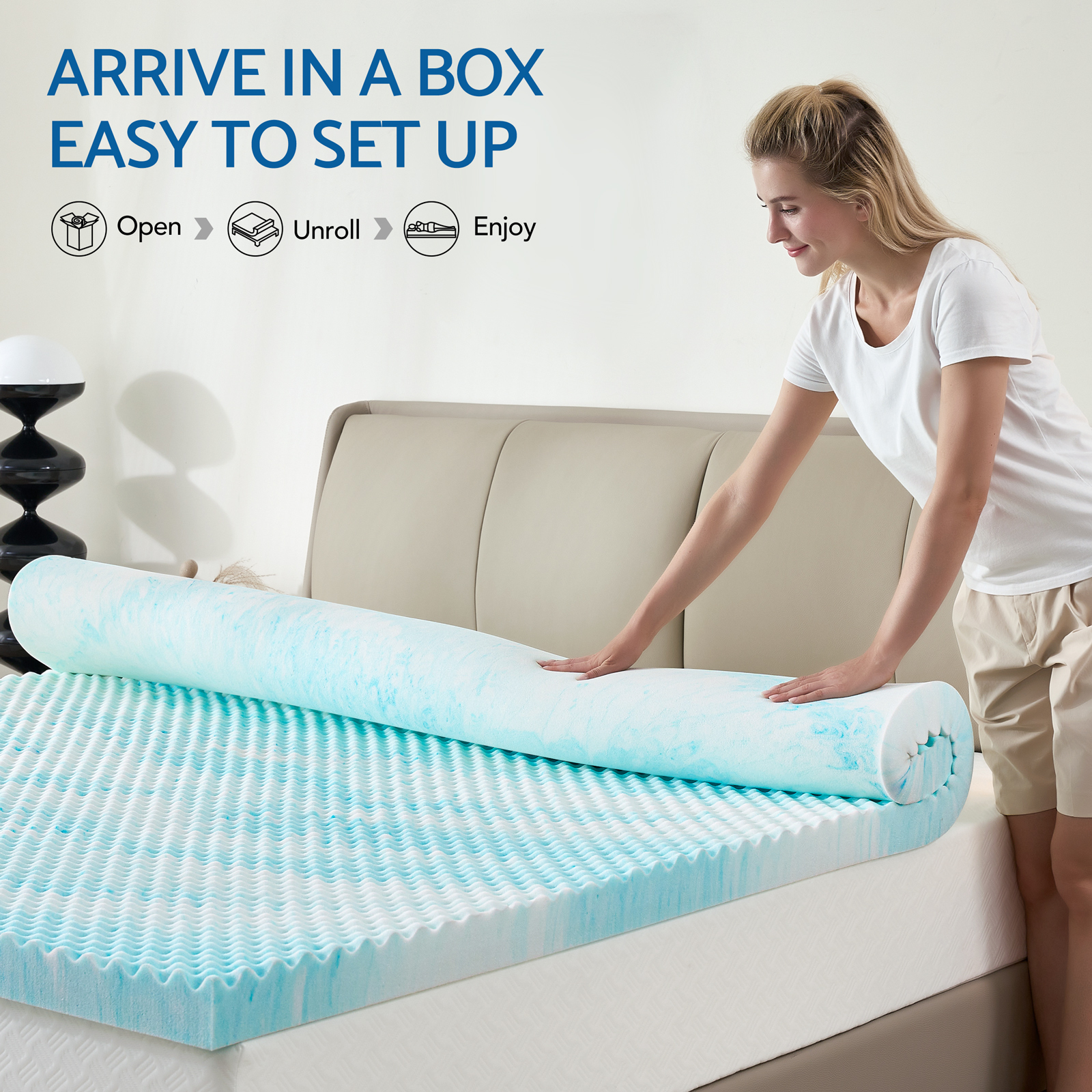 3 Inch Egg Crate Gel Memory Foam Mattress Topper，King Size