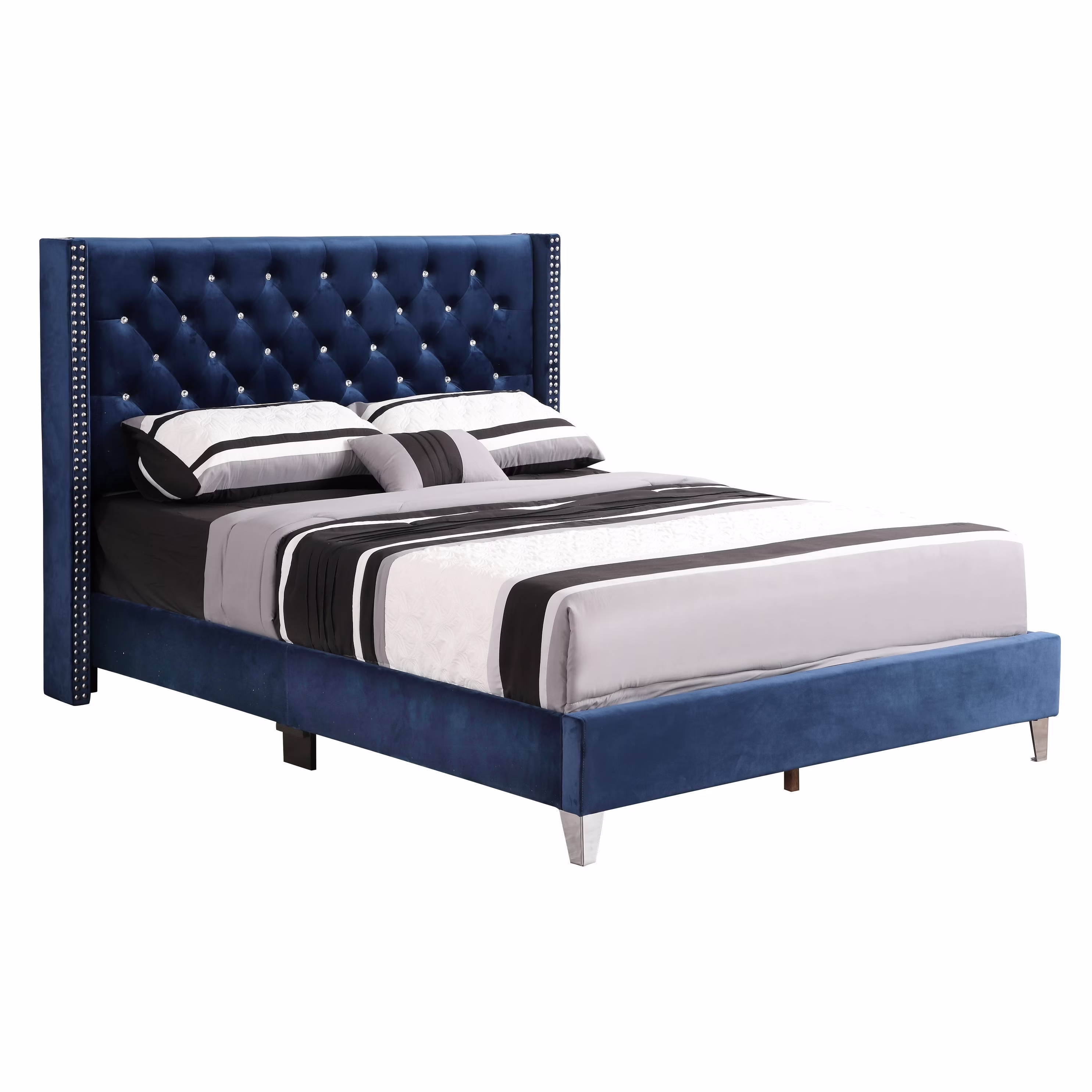 Glory Furniture Julie G1924-QB-UP Queen Upholstered Bed, Navy Blue