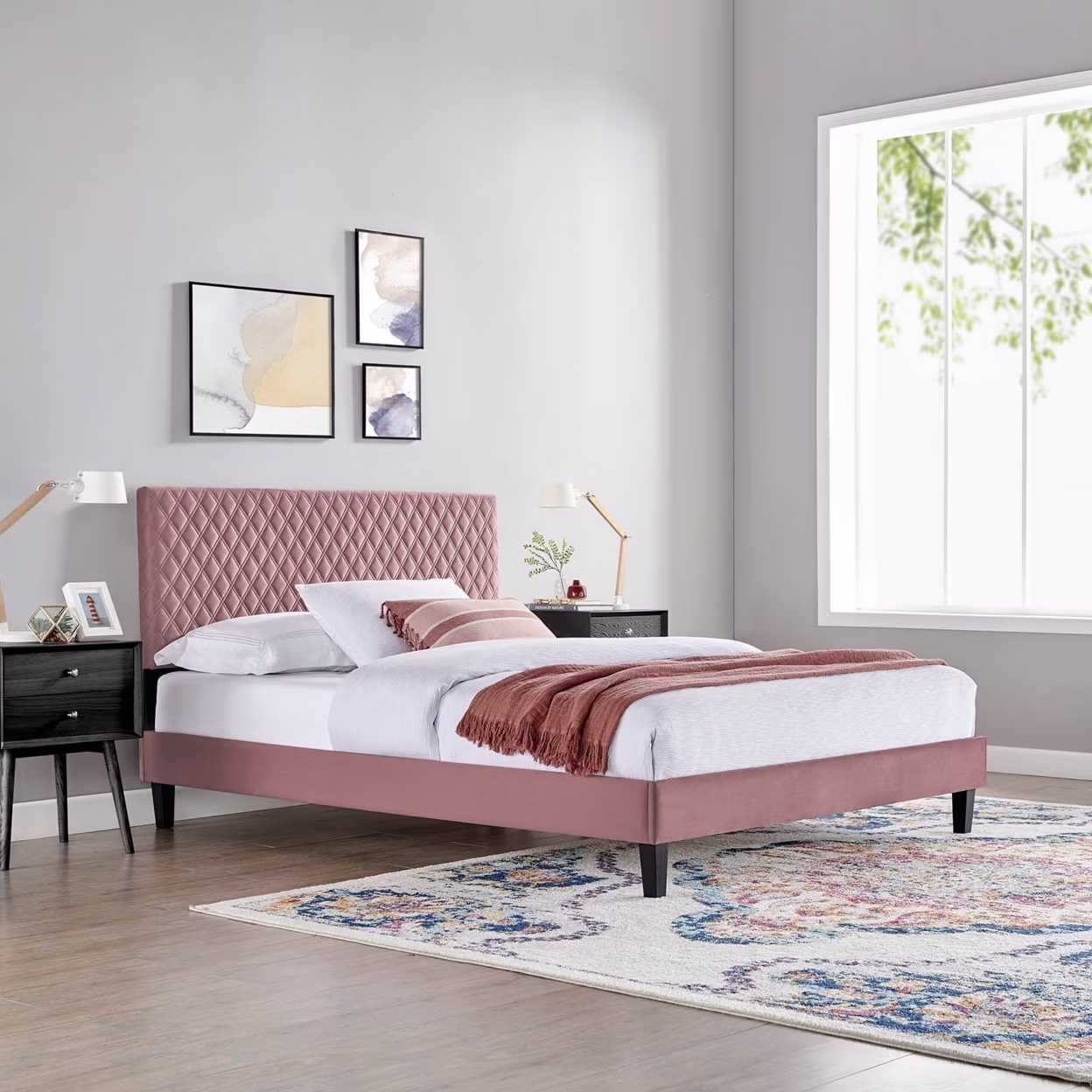 Garcelle Performance Velvet King Platform Bed-MOD-7048