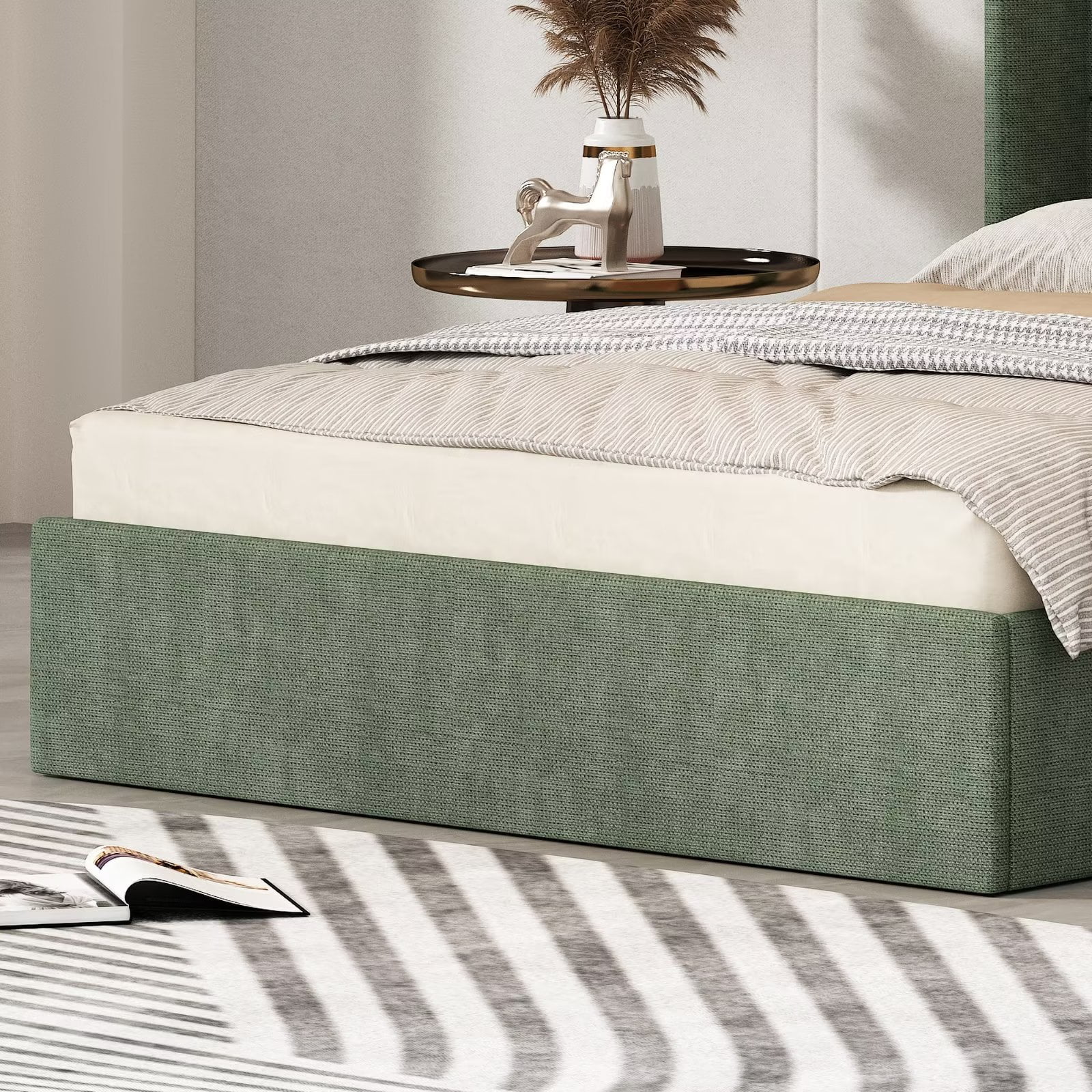 Hydraulic Gas Lift Up Storage Upholstered Platform Bed