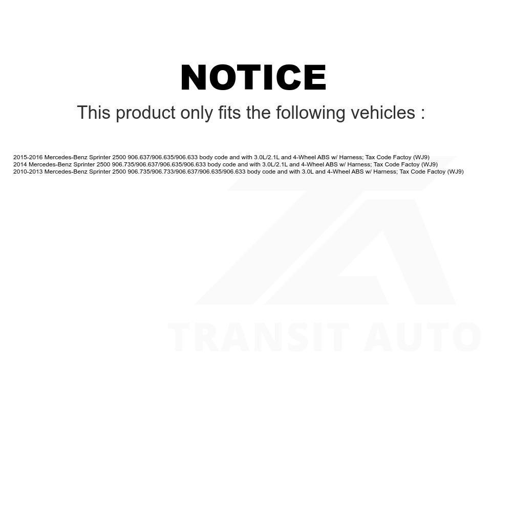 Mpulse Rear Left ABS Wheel Speed Sensor SEN-2ABS2876 For Mercedes-Benz Sprinter 2500 w Harness; Tax Code Factoy (WJ9)