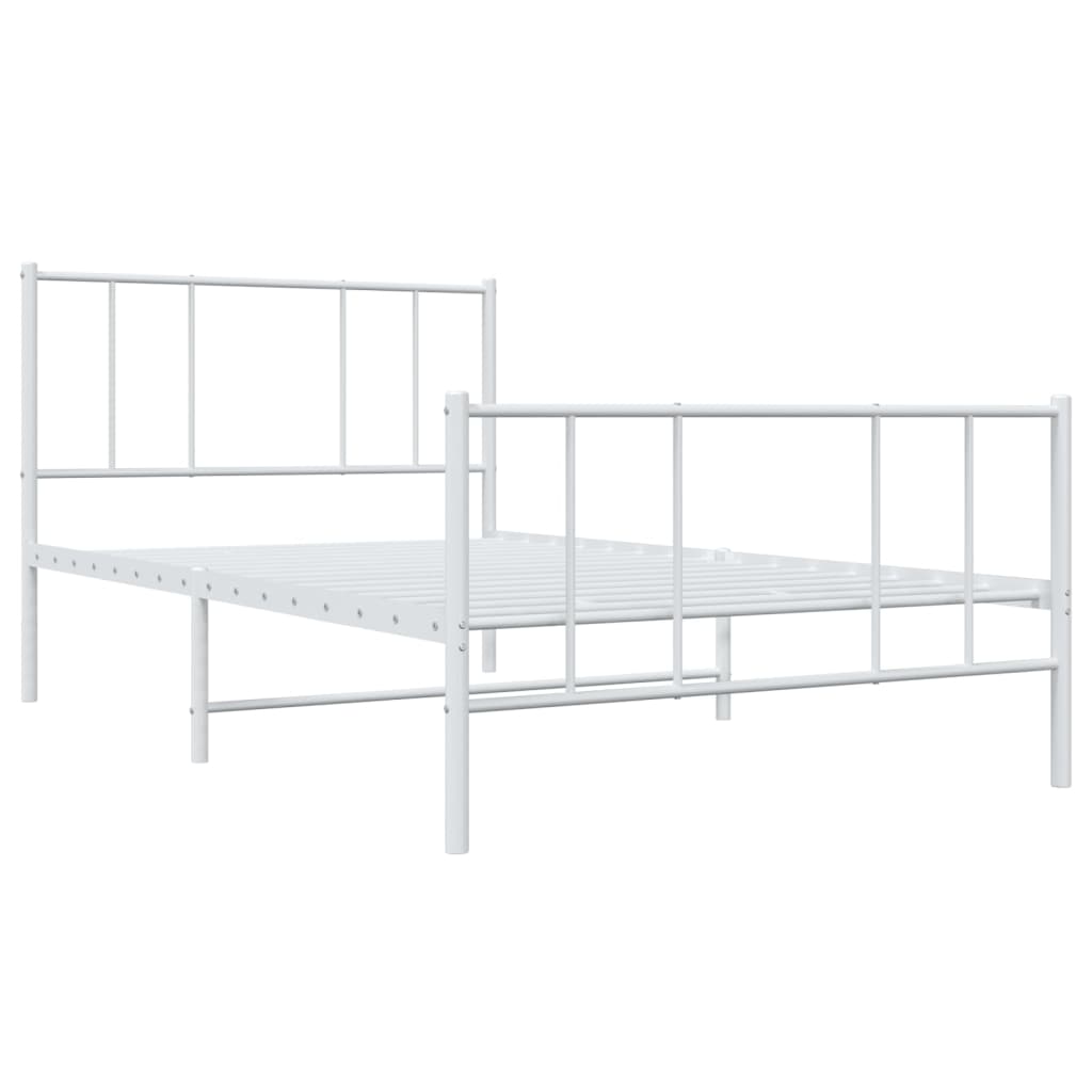 Anself Metal Bed Frame with Headboard and Footboard White 39.4