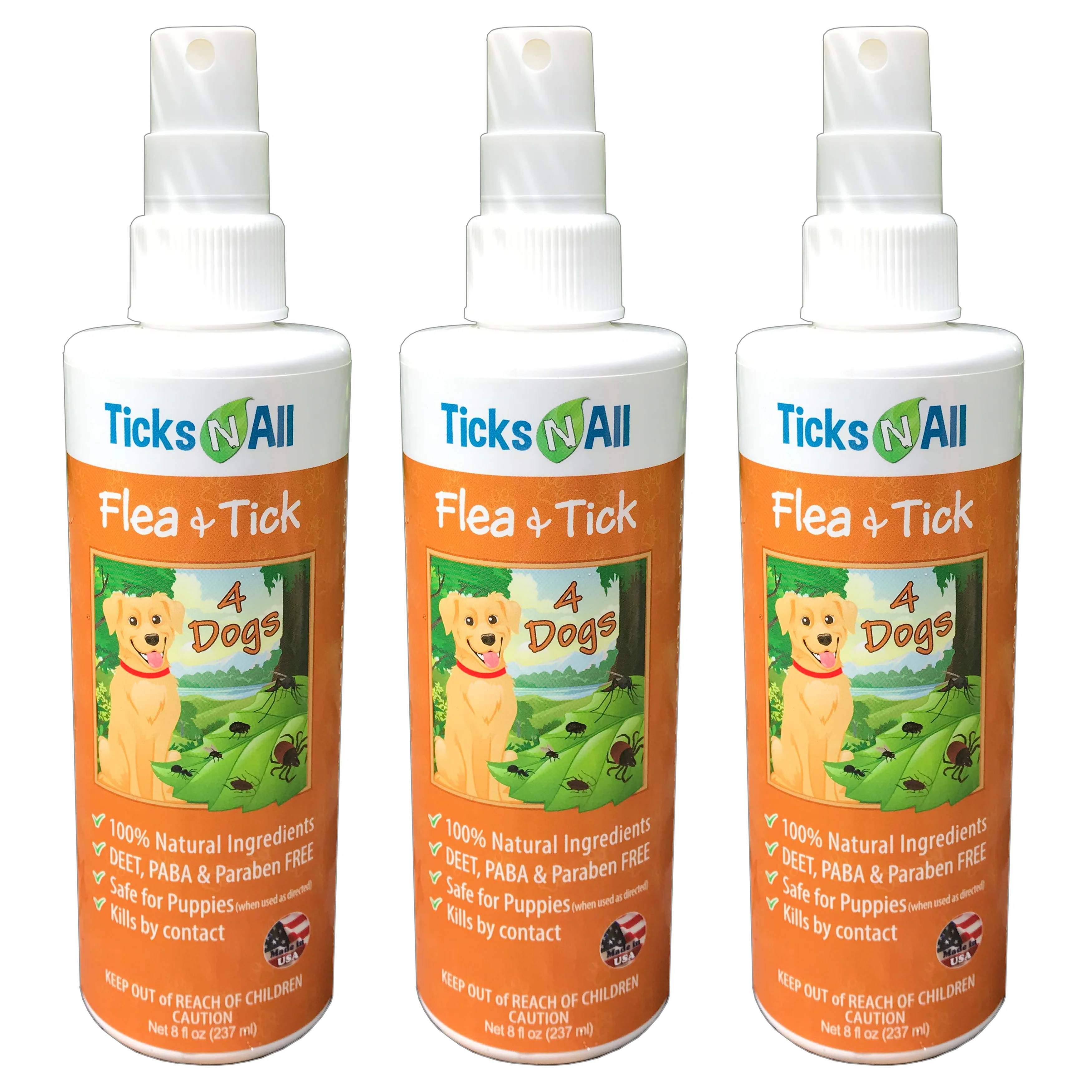 All Natural Flea & Tick 4 Dogs Spray 8oz (3pk)