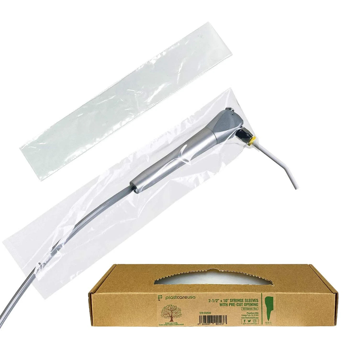 Biodegradable Disposable Plastic Dental Curing Syringe Cover Barrier Sleeves with Pre Cut Opening (2 1/2