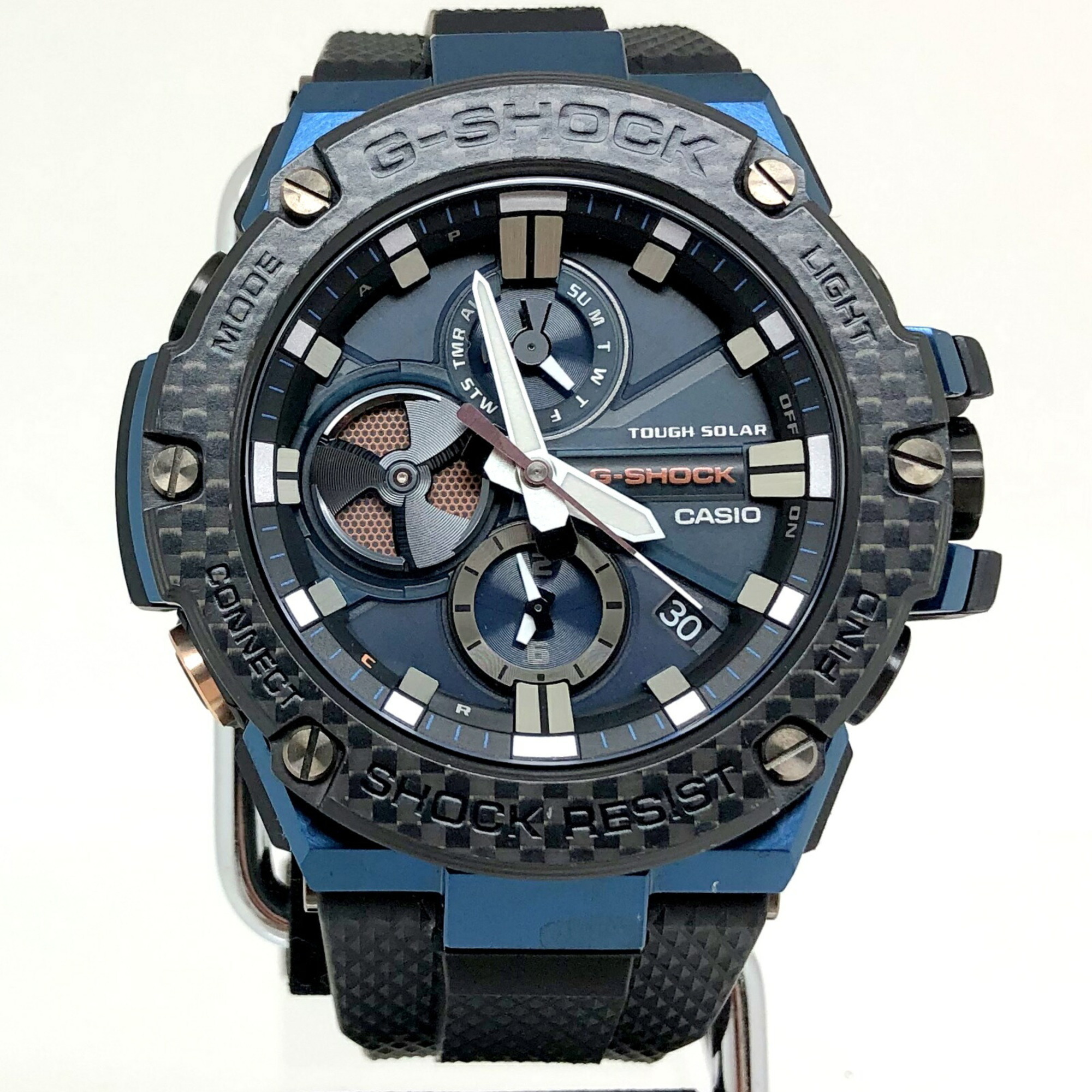 Pre-Owned CASIO Casio G-SHOCK Watch GST-B100XB-2A G-STEEL G Steel Bluetooth Equipped with Toughness Carbon Smartphone Link Tough Solar Black Blue Analog Men's IT9DO8GWZML9 (Good)