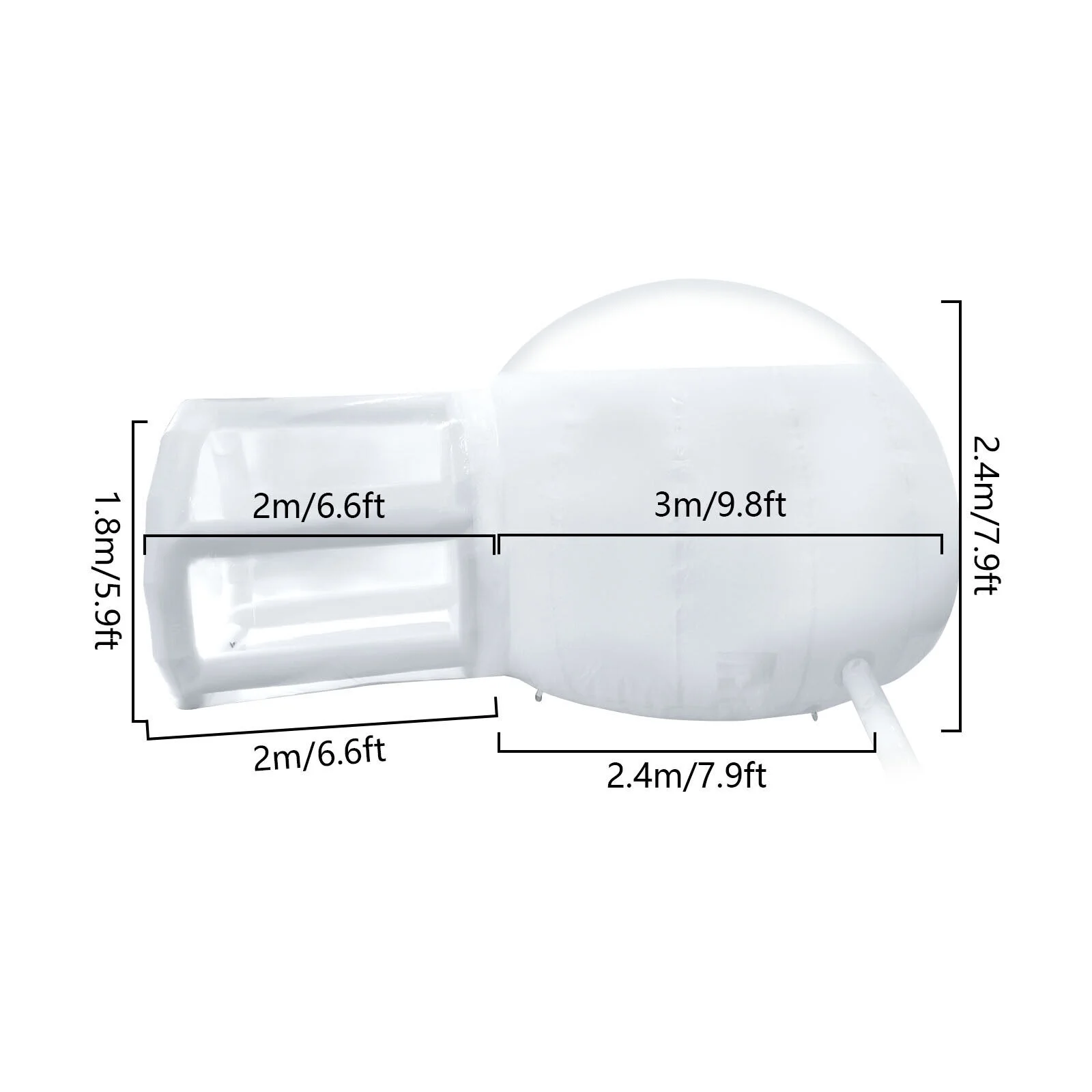 Miumaeov Bubble Tent Inflatable PVC Clear Eco Dome Camping Bubble Tent with Fan Screen House for Patios Weather Proof Pod Cold Protection Camping Tent 9.8 x 7.9ft+6.6 x 5.9ft
