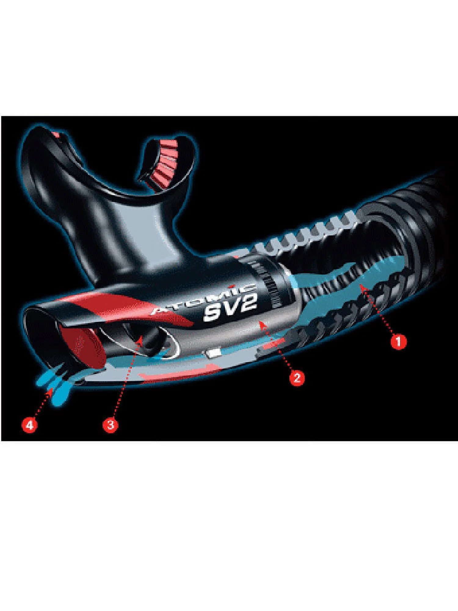 Atomic Aquatics SV2 Premium Semi-Dry Snorkel  Clear/black