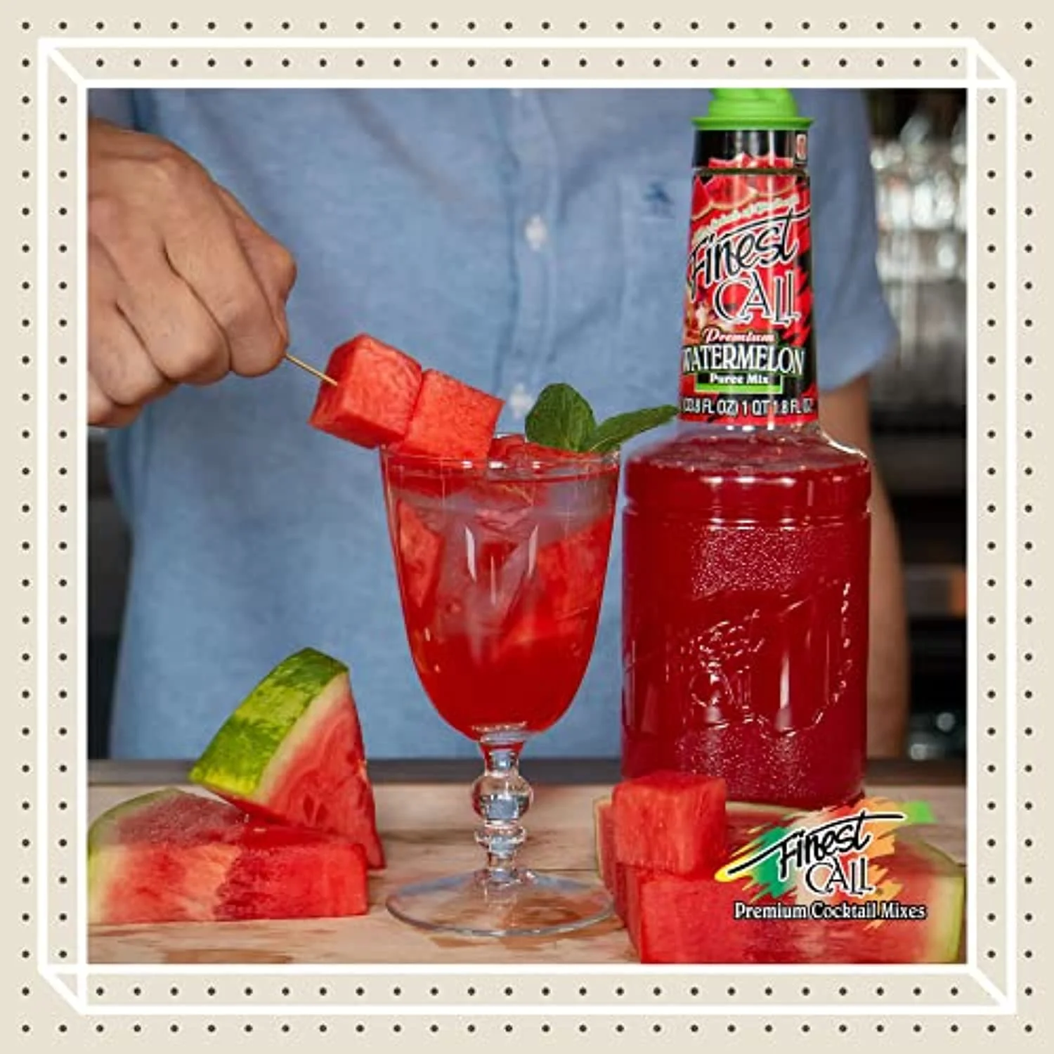 Finest Call Premium Watermelon Fruit Puree Drink Mix, 1 Liter Bottle (33.8 Fl Oz), Pack Of 3