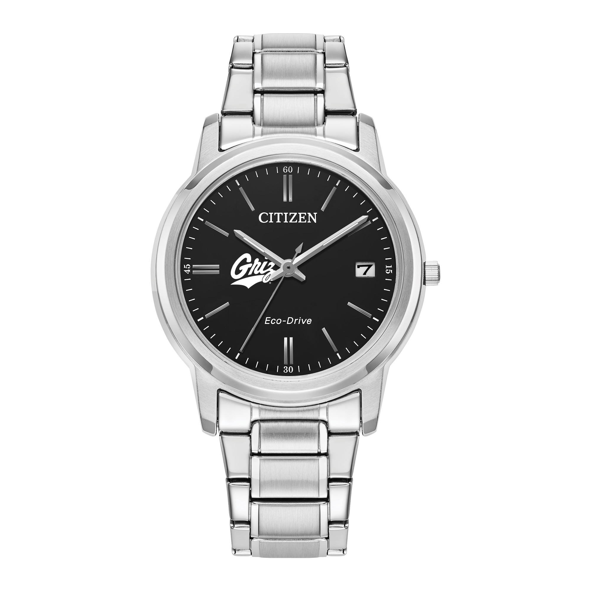 Women's Citizen Watch Silver Montana Grizzlies Eco-Drive Black Dial Stainless Steel Watch